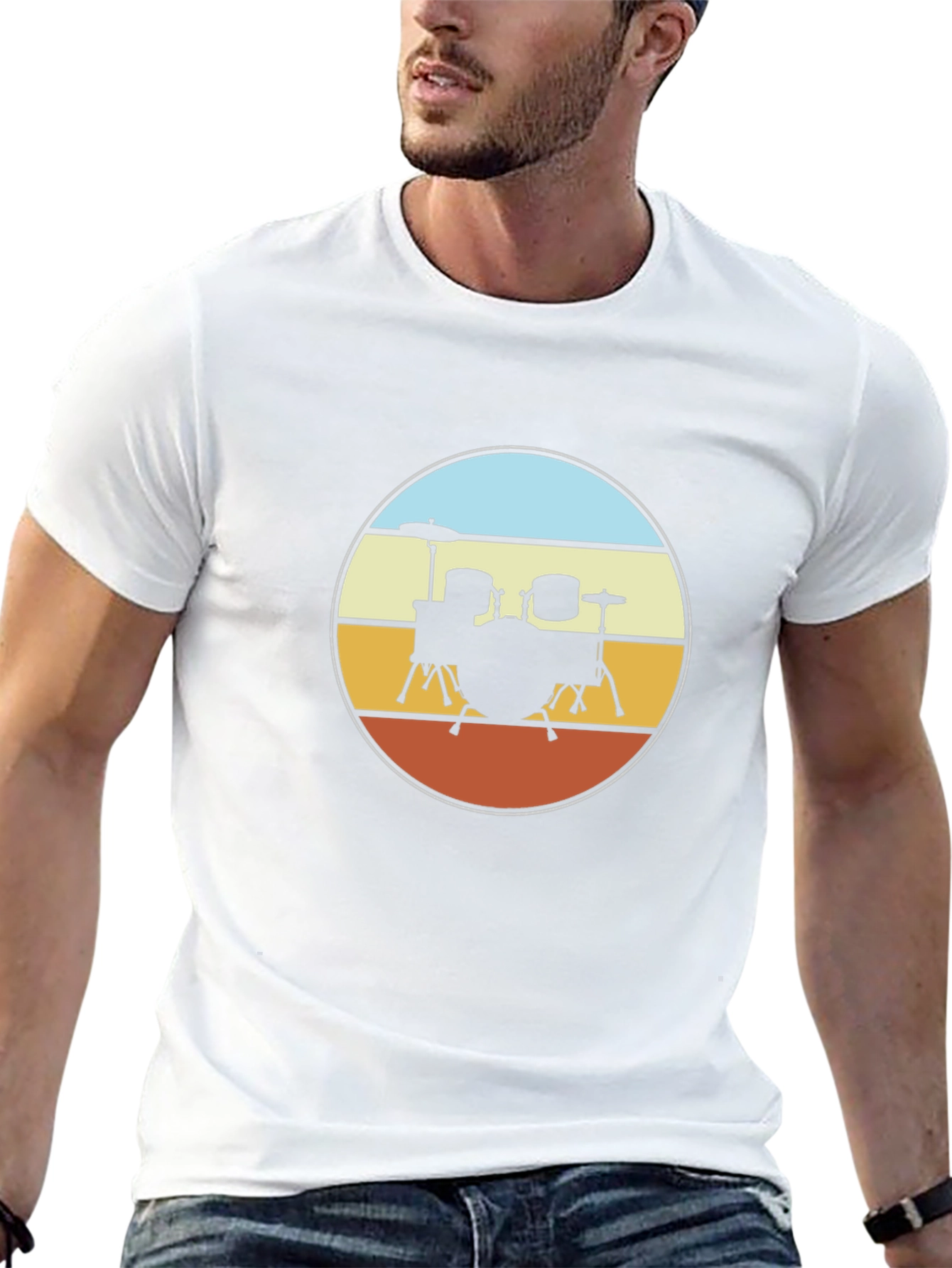 Retro Drum Set T-Shirt - Black