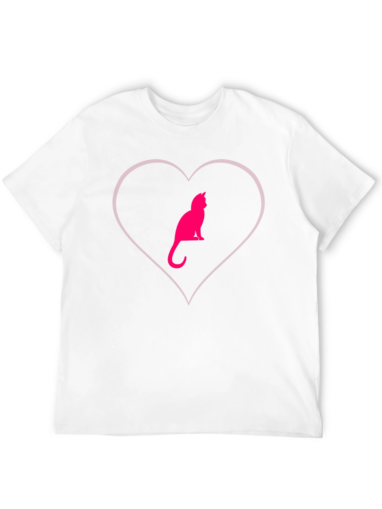 Cat Heart Graphic Tee - Stylish Crew Neck