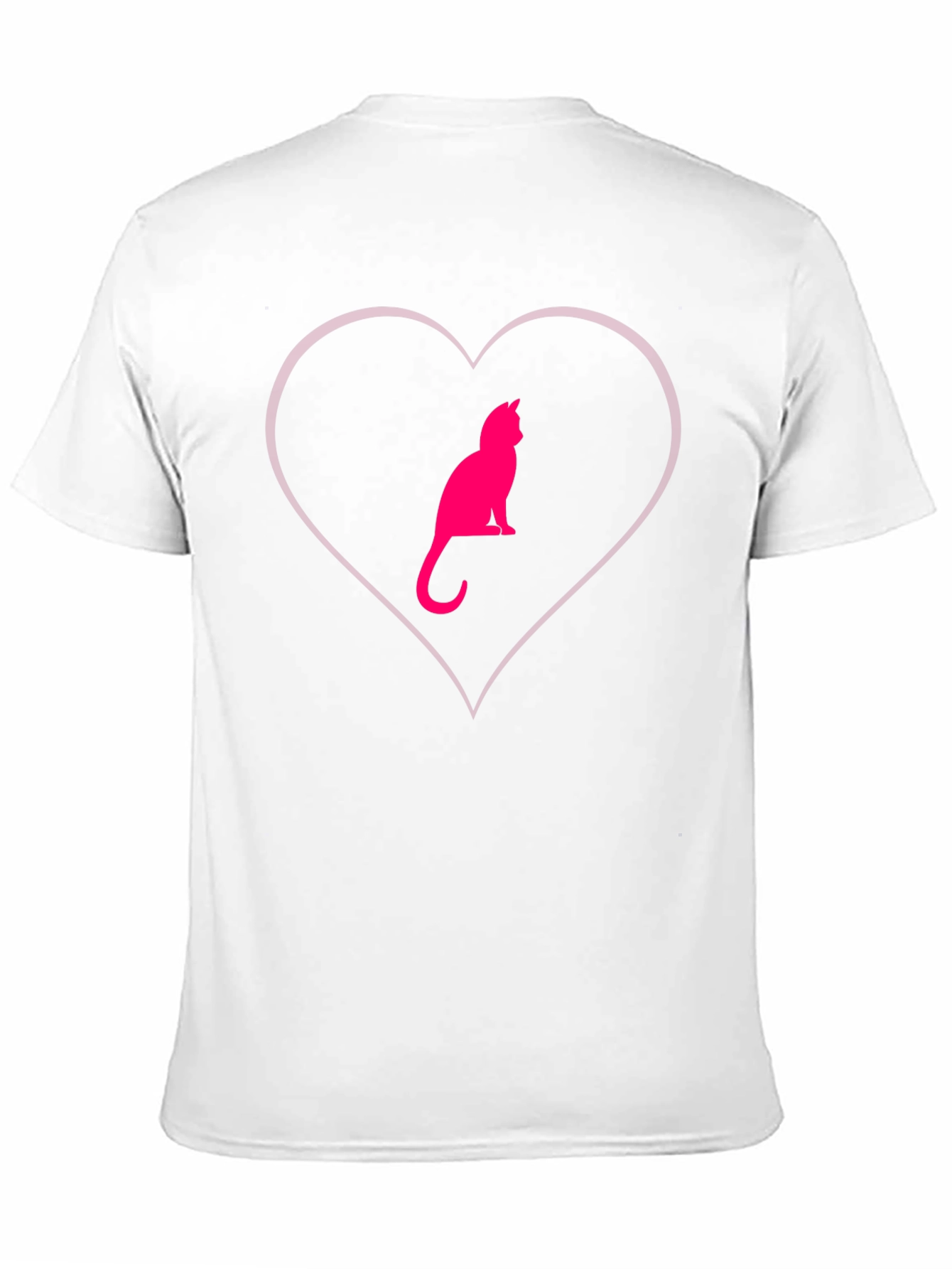 Cat Heart Graphic Tee - Stylish Crew Neck