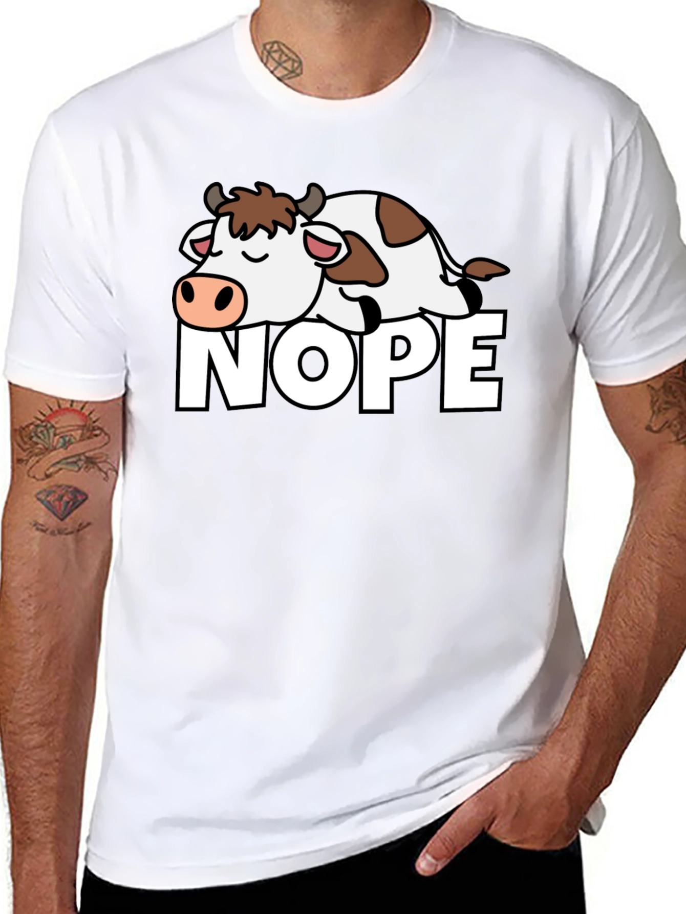 Nope Cow T-Shirt - Lazy Animal Graphic Tee