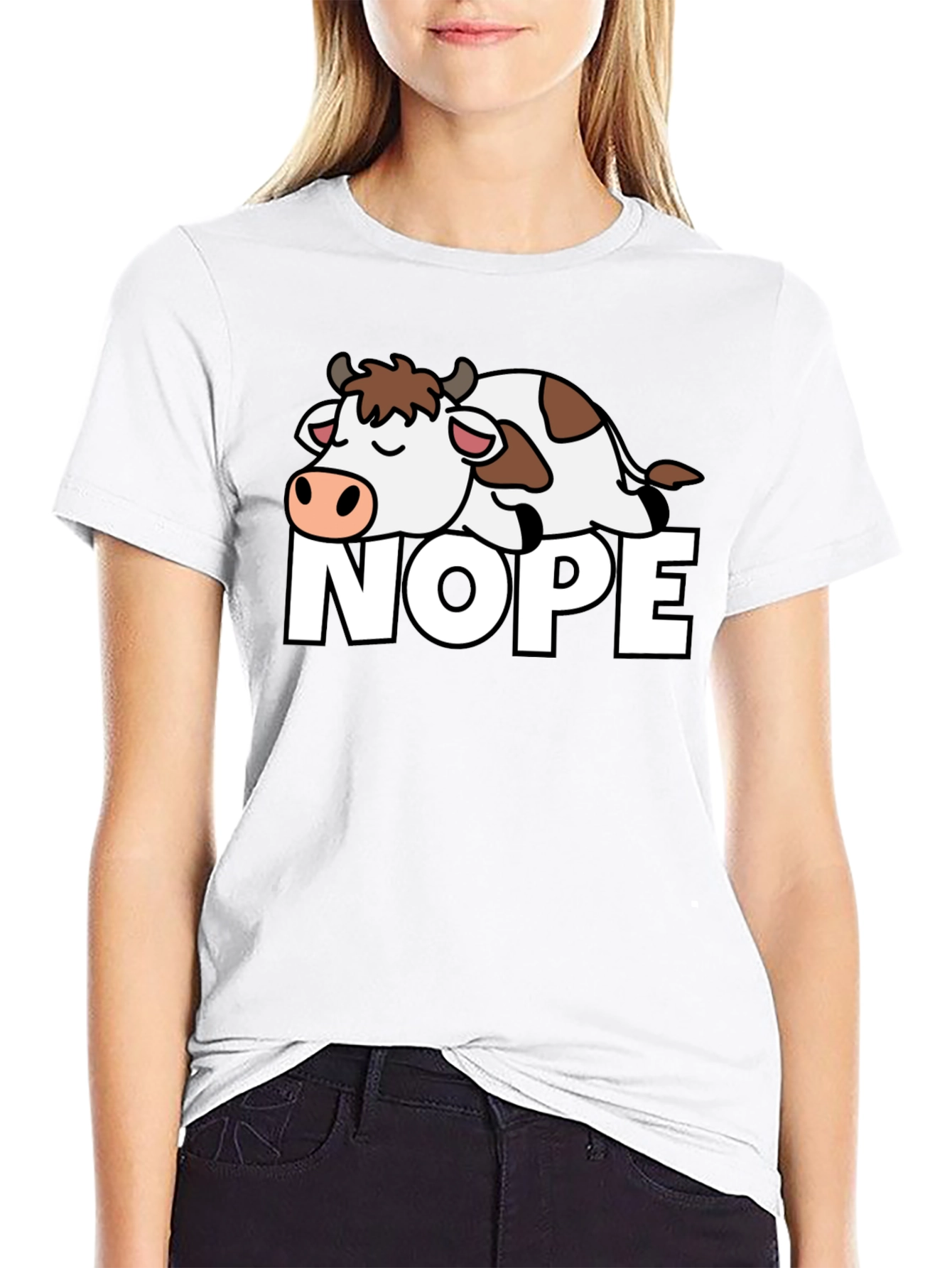 Nope Cow T-Shirt - Lazy Animal Graphic Tee