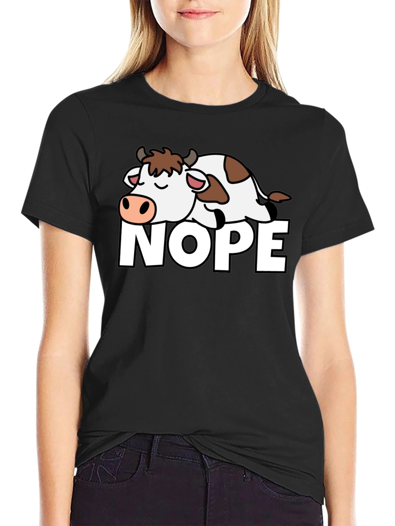 Nope Cow T-Shirt - Lazy Animal Graphic Tee
