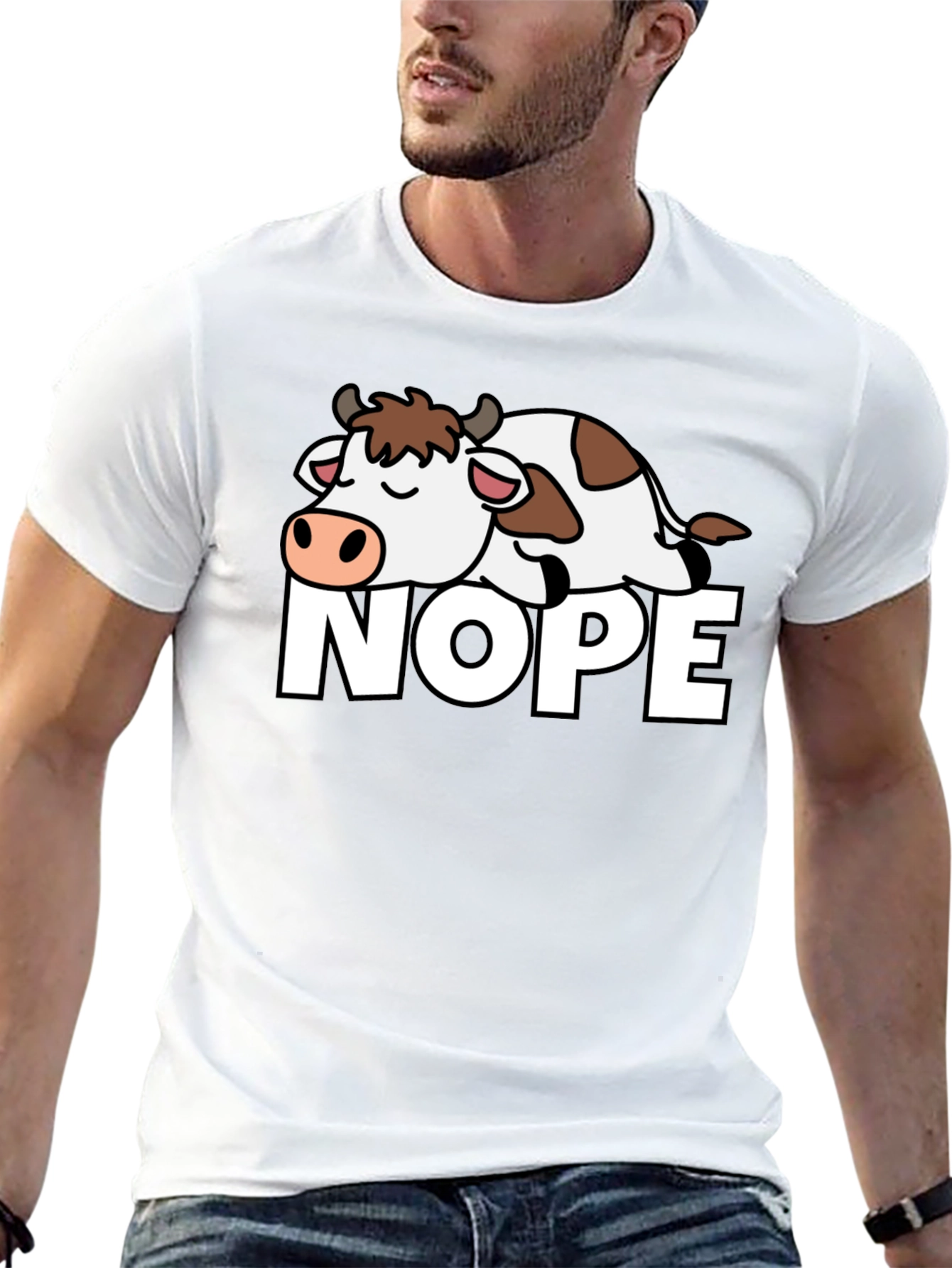 Nope Cow T-Shirt - Lazy Animal Graphic Tee