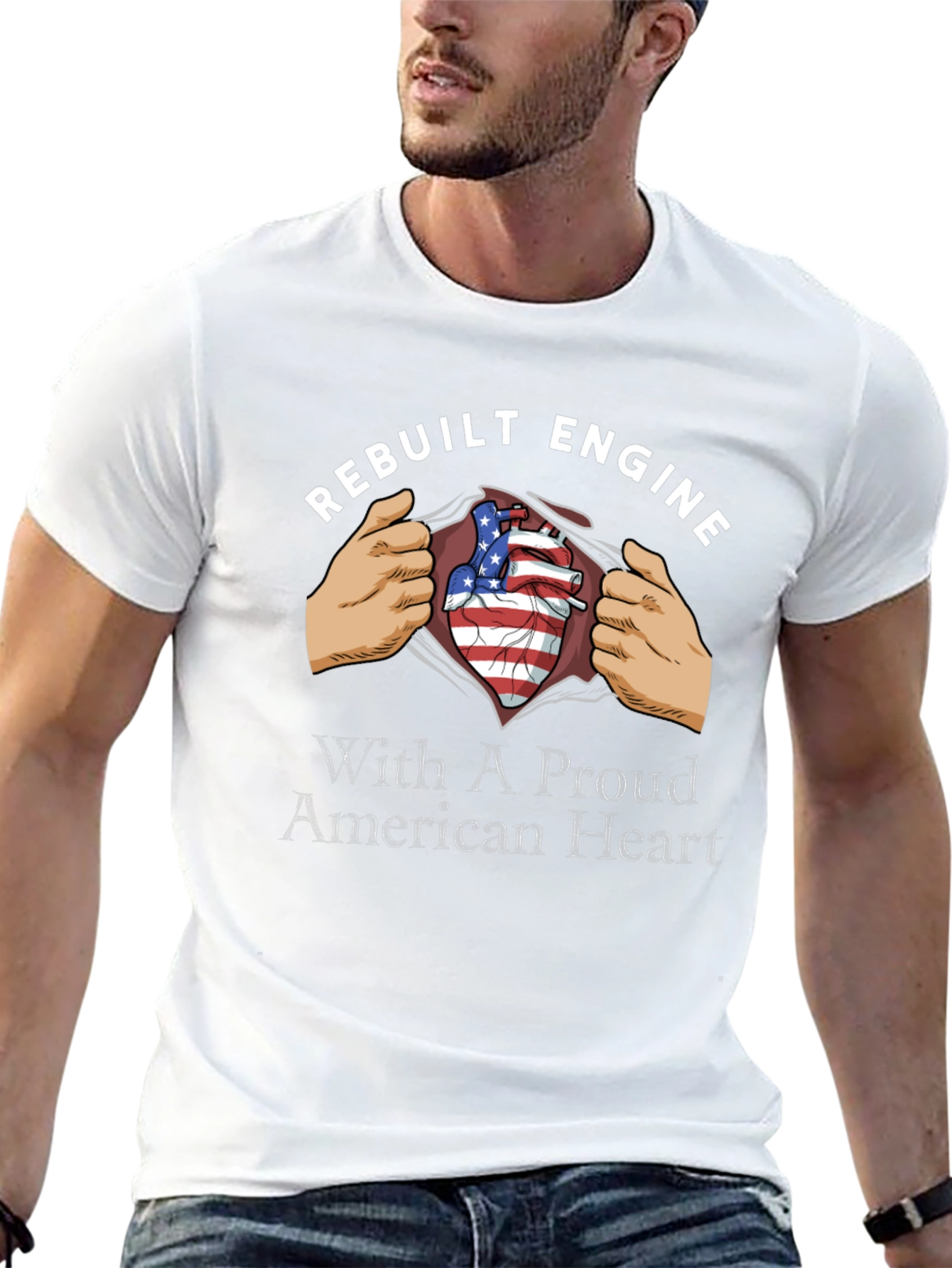 Rebuilt Engine Proud American Heart Graphic Tee
