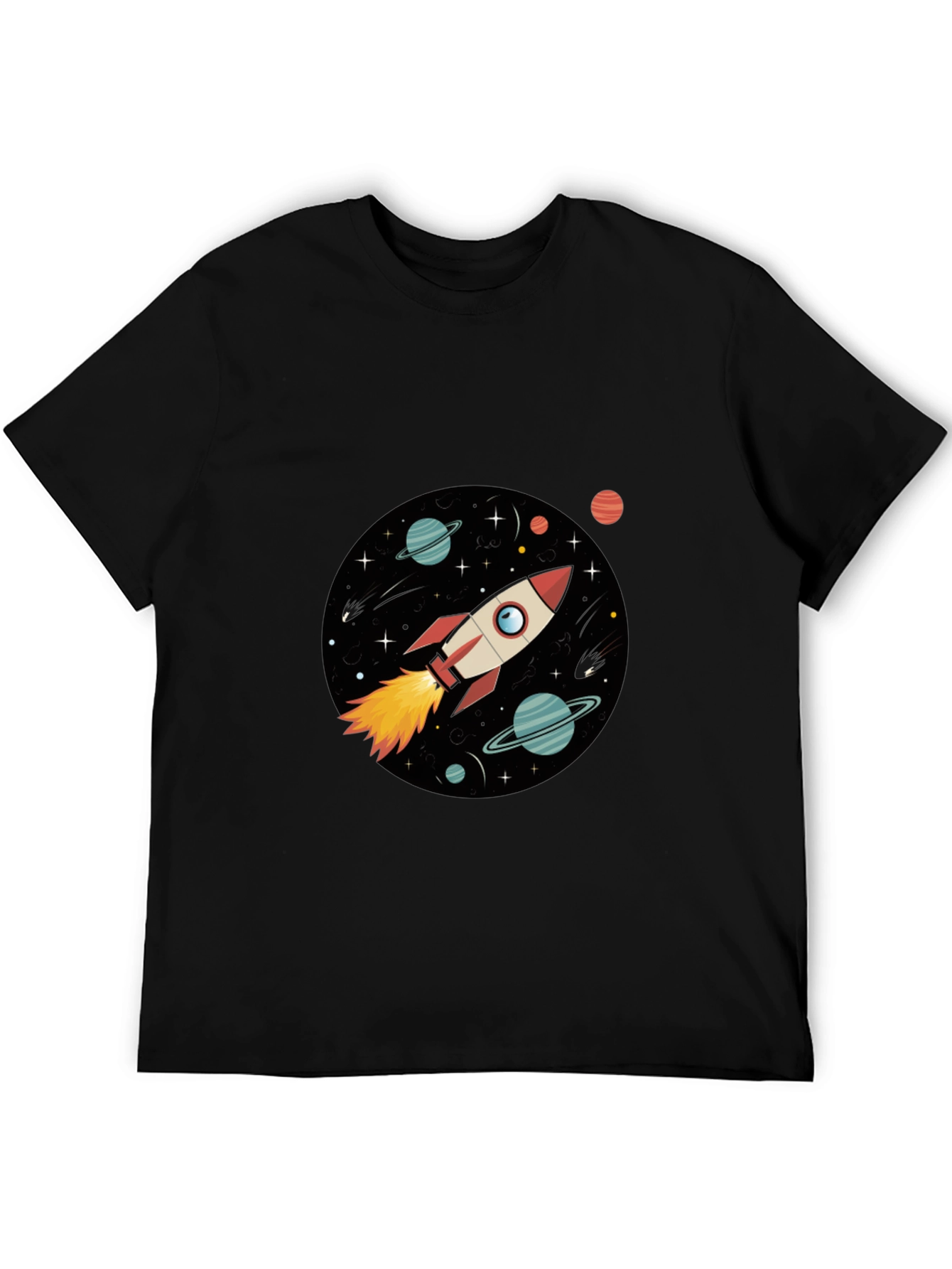 Space Rocket Graphic Black Tee