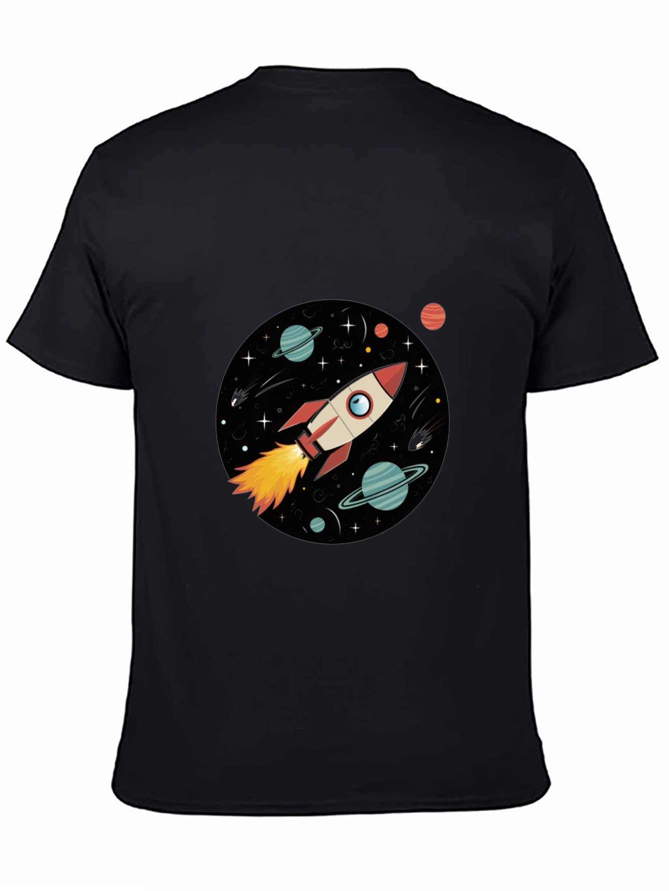Space Rocket Graphic Black Tee