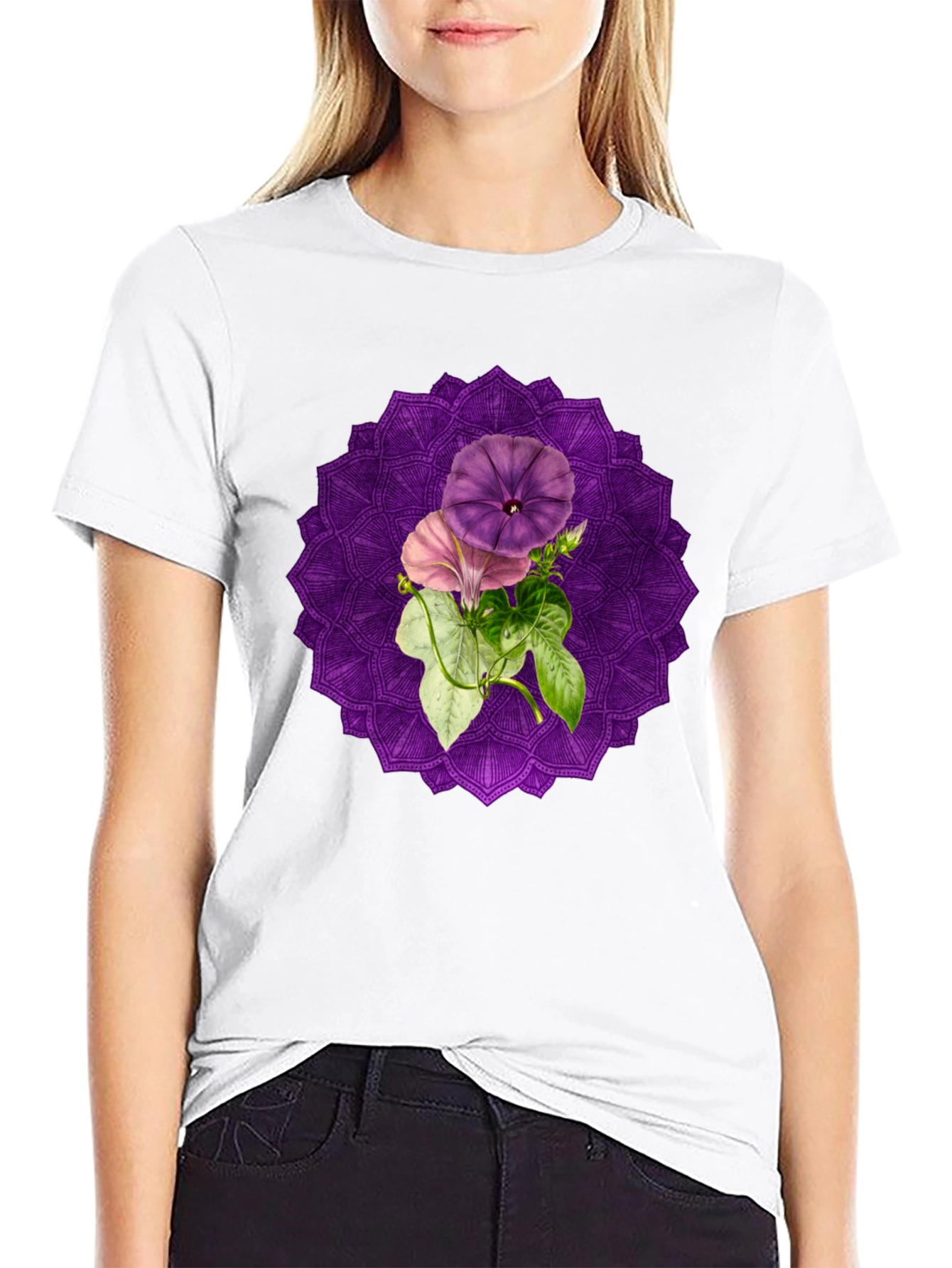 Floral Mandala Graphic Tee - Black