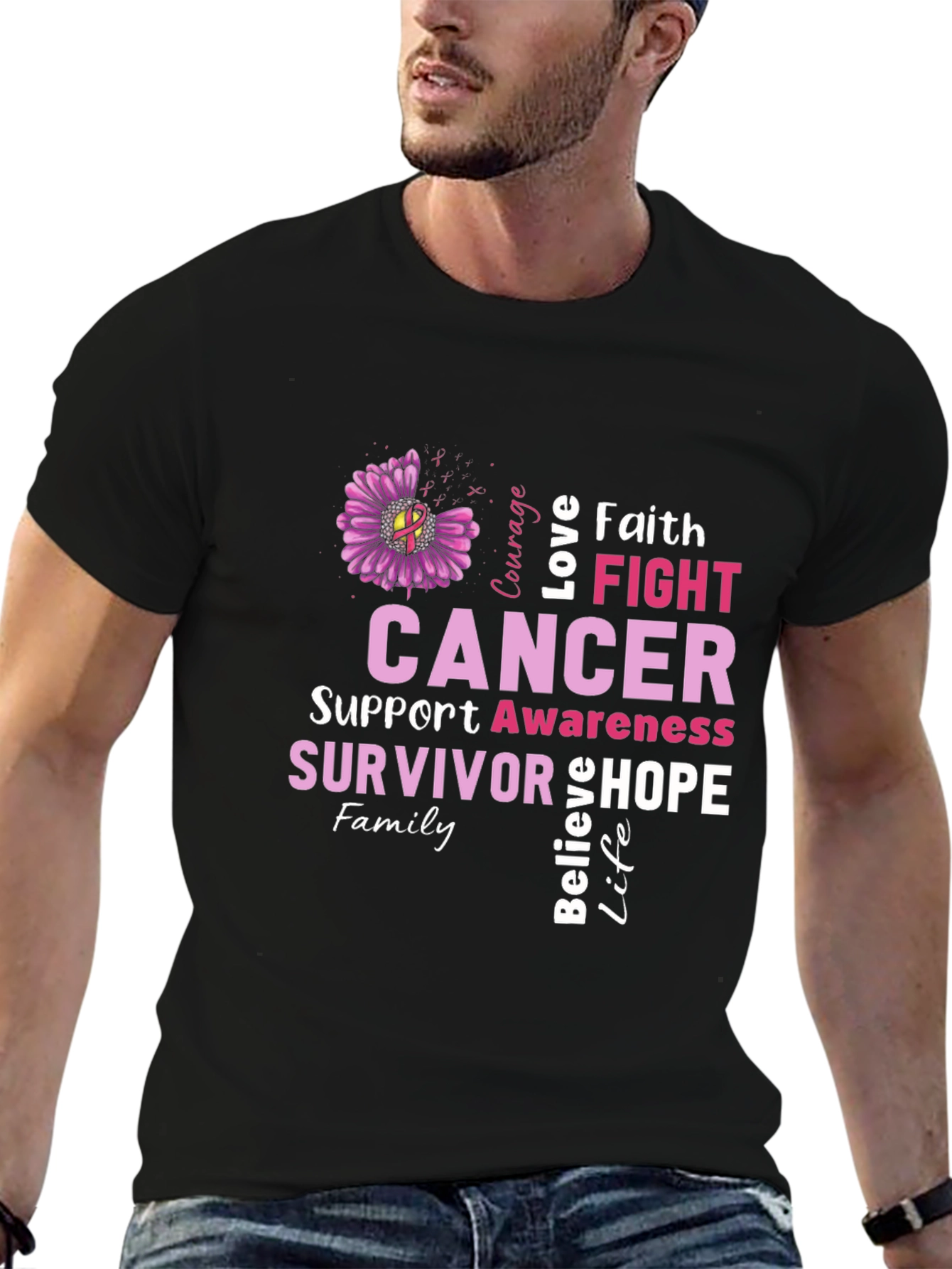 Cancer Awareness T-Shirt - Faith Fight Hope