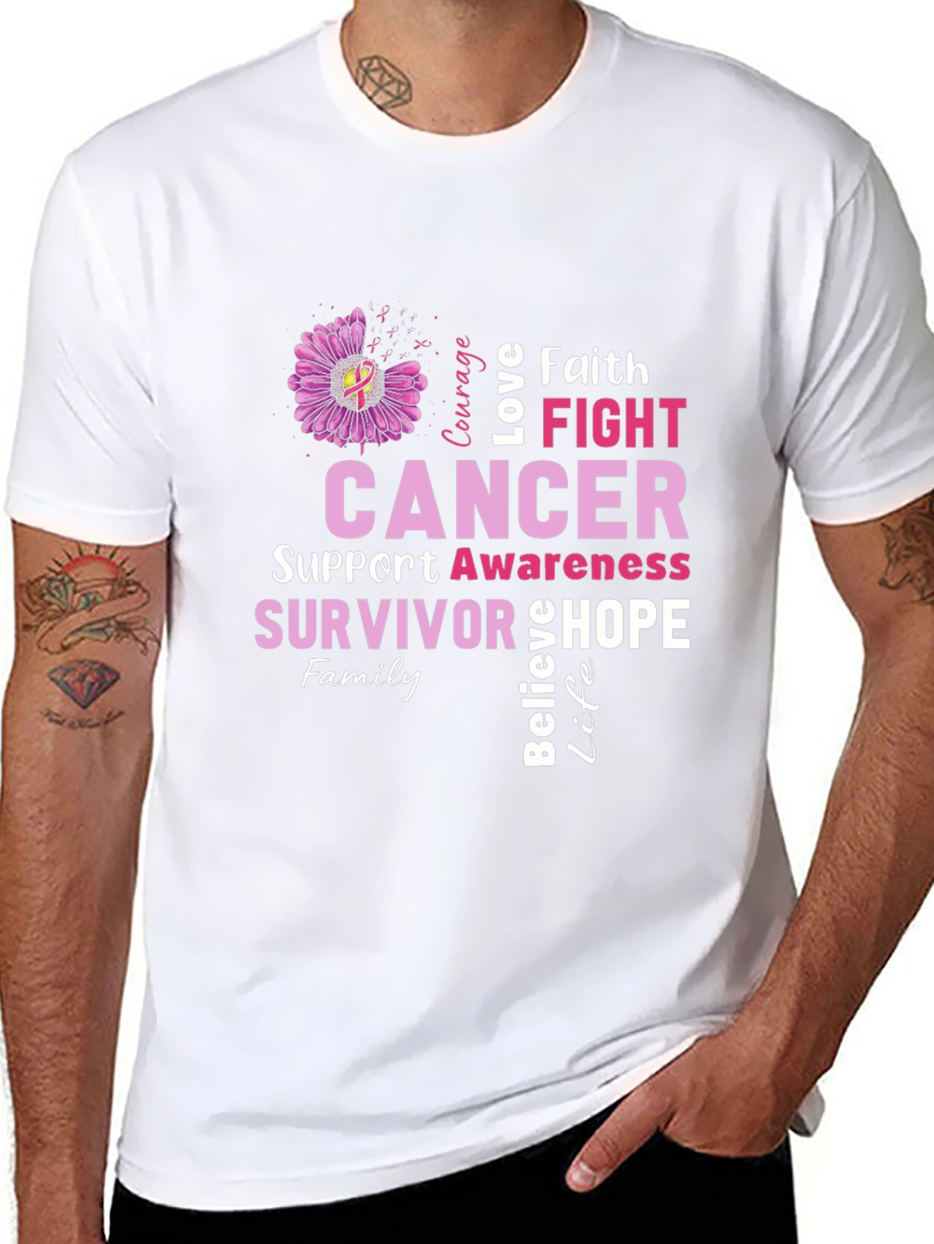 Cancer Awareness T-Shirt - Faith Fight Hope