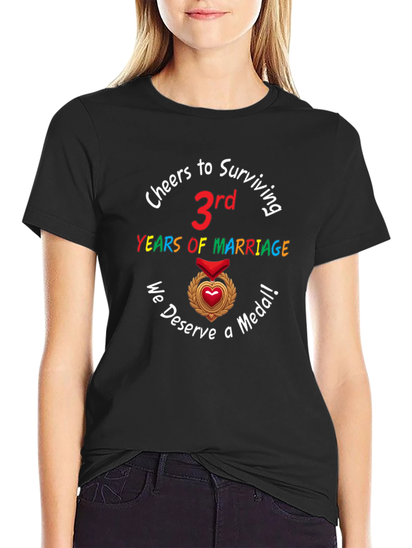 3rd Anniversary T-Shirt Marriage Medal