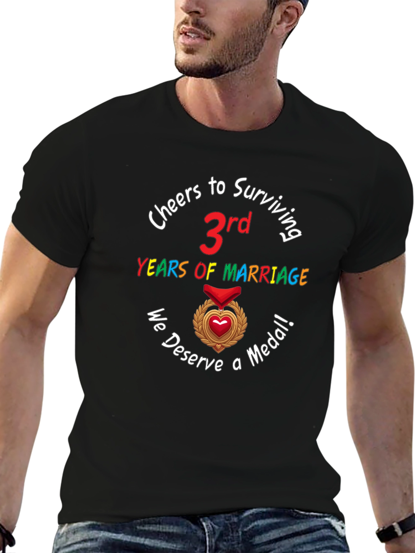 3rd Anniversary T-Shirt Marriage Medal
