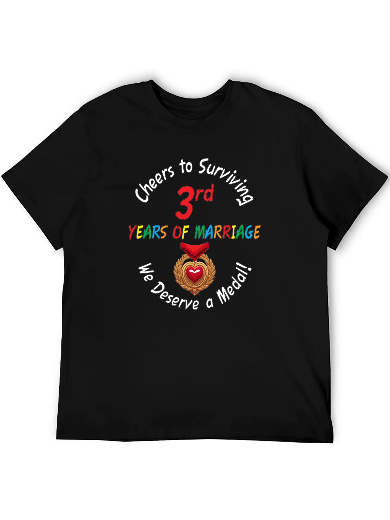 3rd Anniversary T-Shirt Marriage Medal