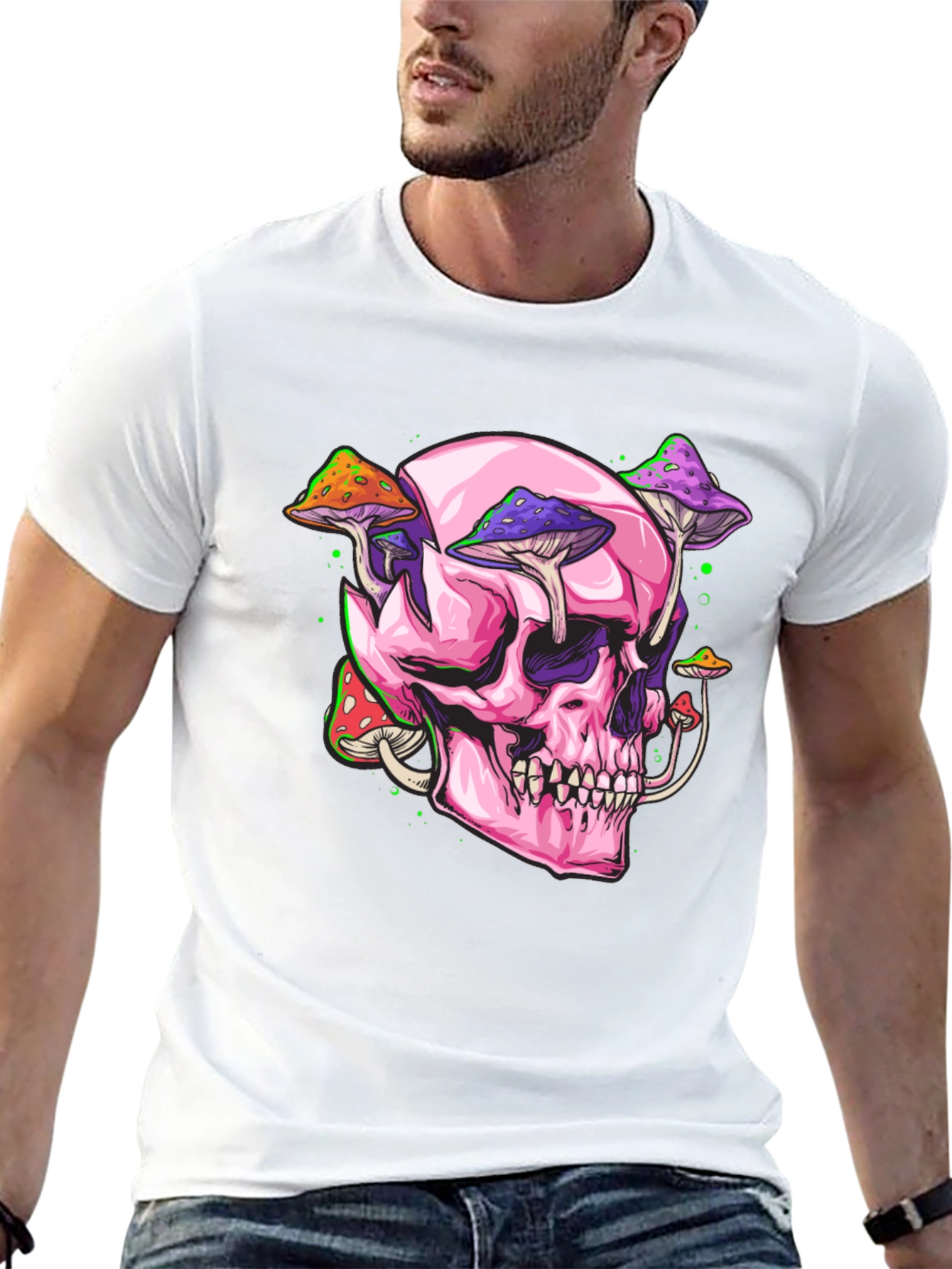 Skull and Mushroom Graphic Tee