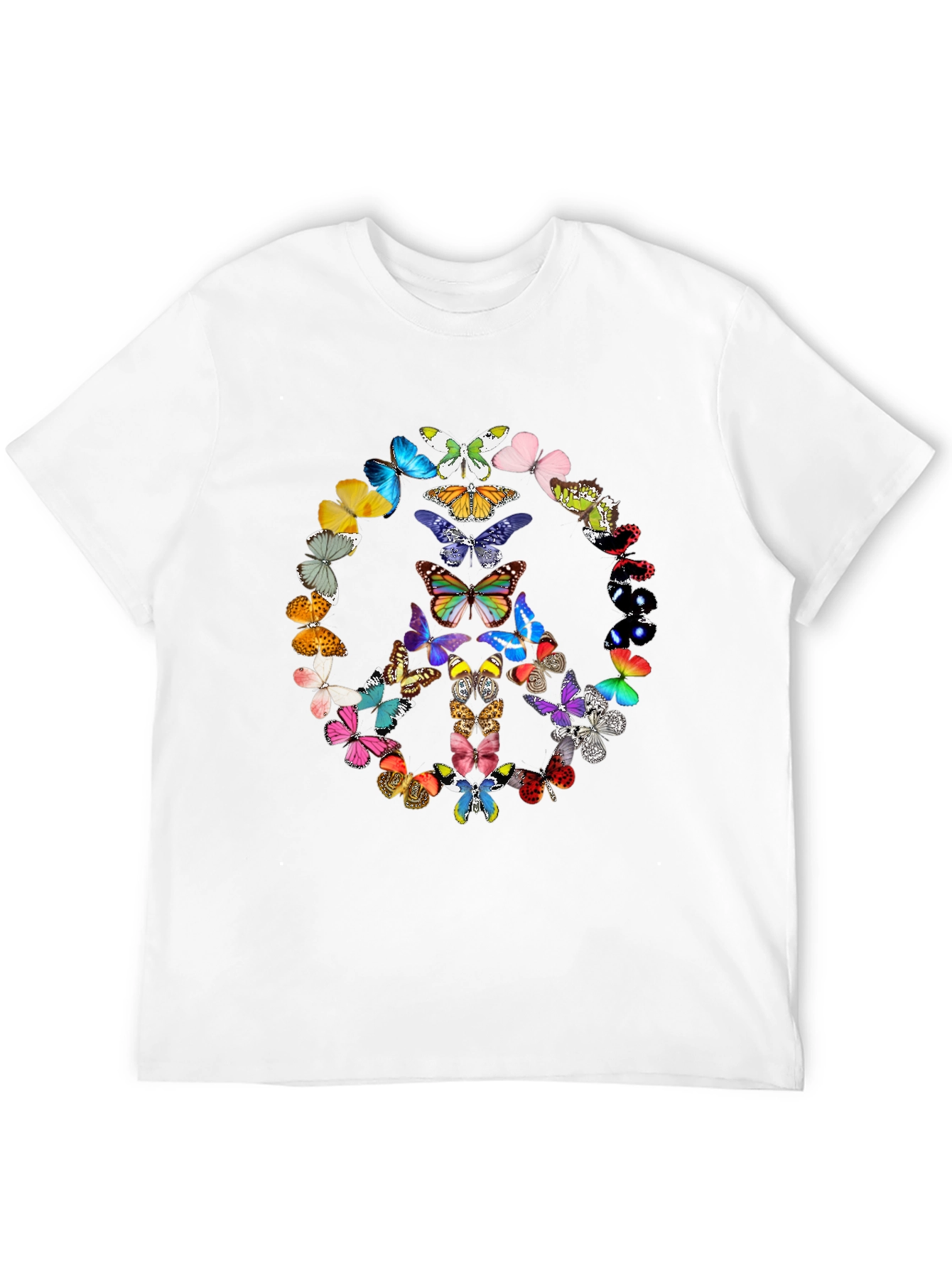 Butterfly Peace Sign Graphic Tee - Black