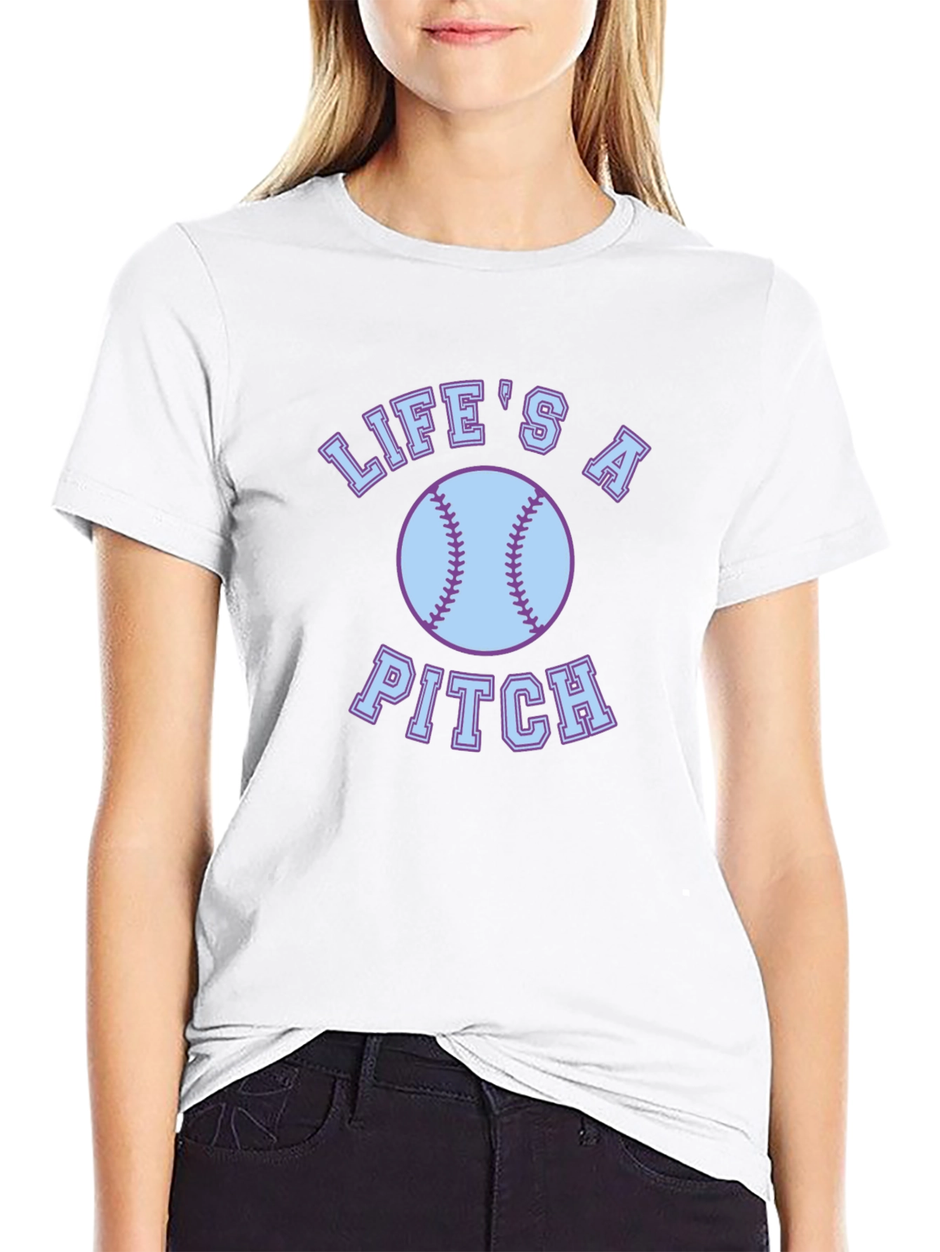 Lifes a Pitch Baseball Graphic Tee - Black