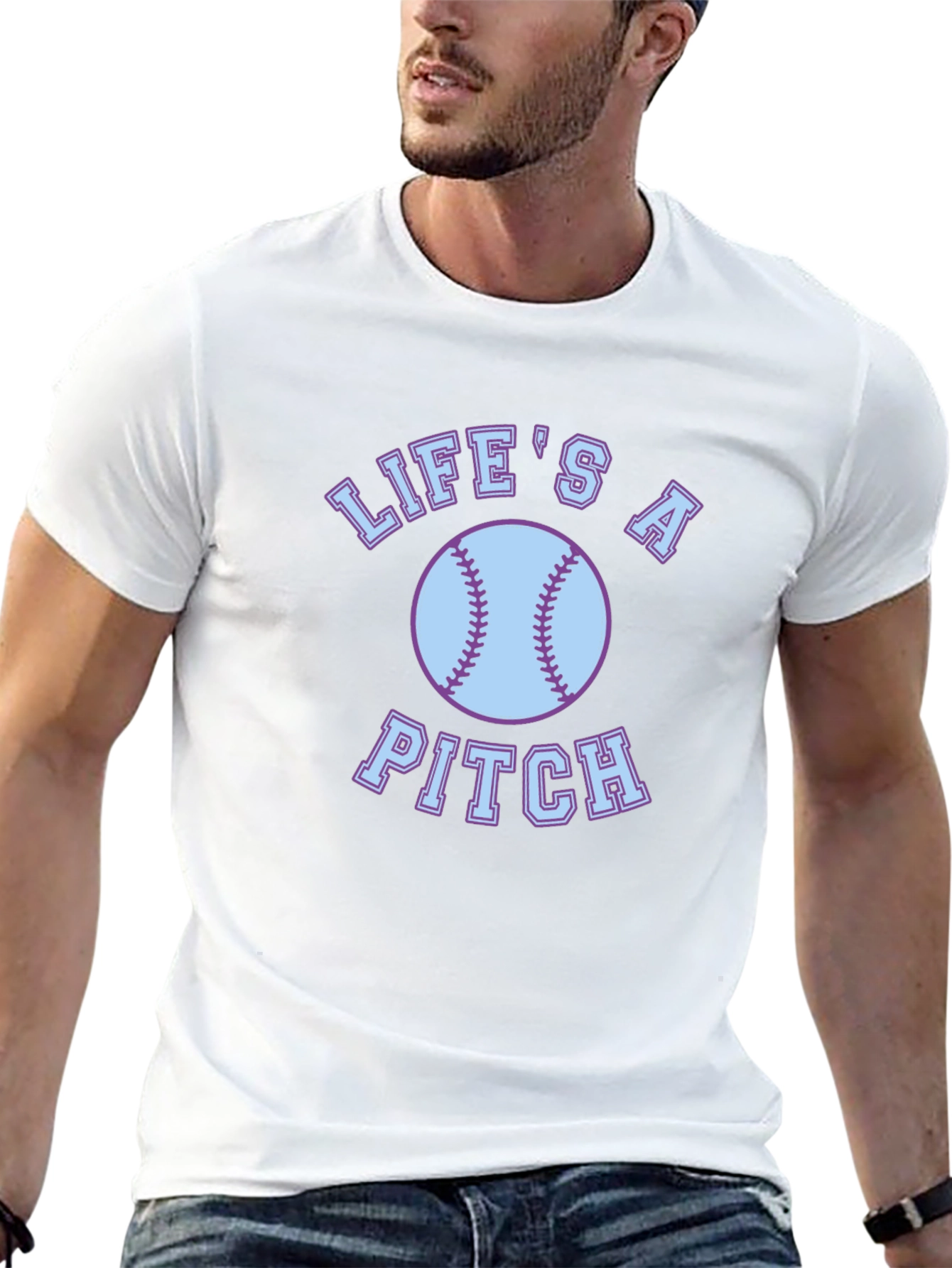 Lifes a Pitch Baseball Graphic Tee - Black
