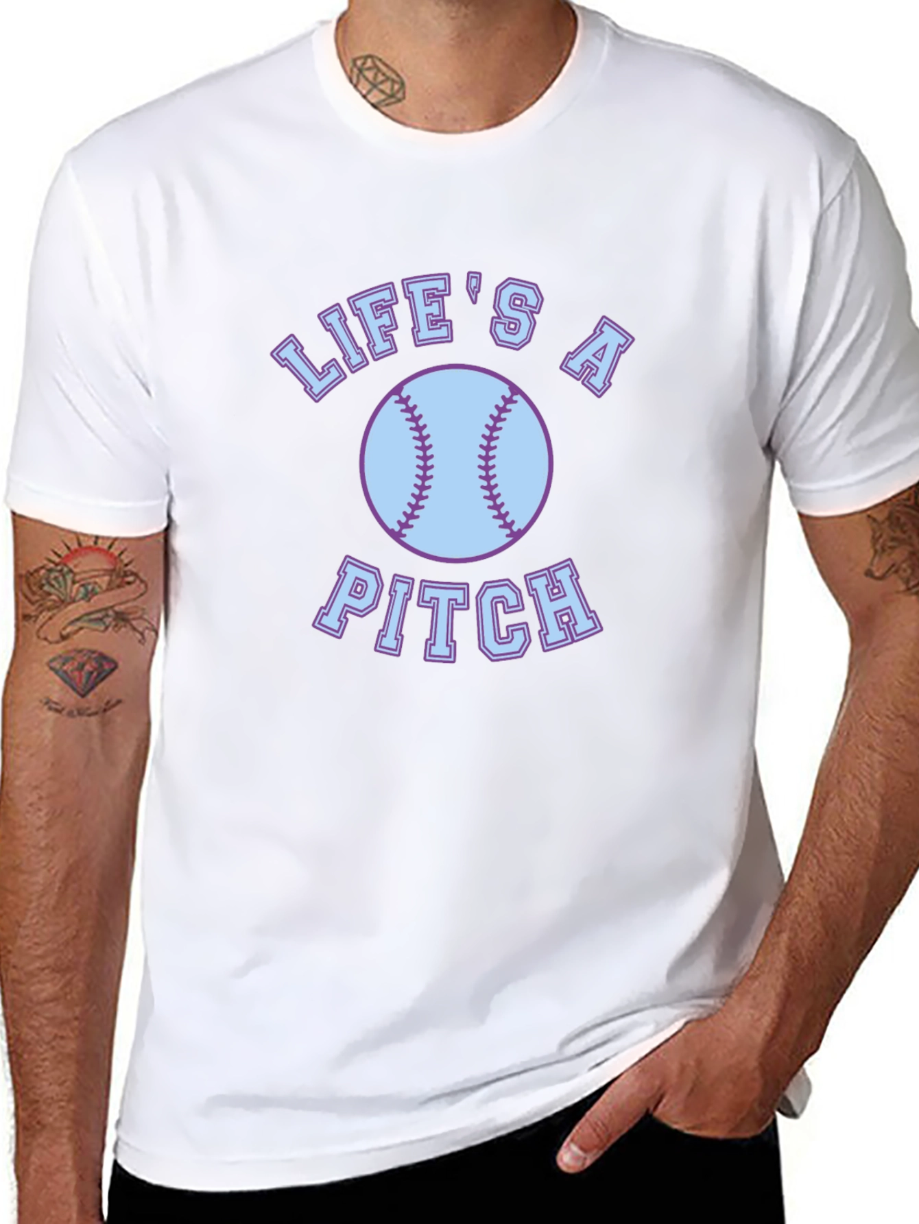 Lifes a Pitch Baseball Graphic Tee - Black