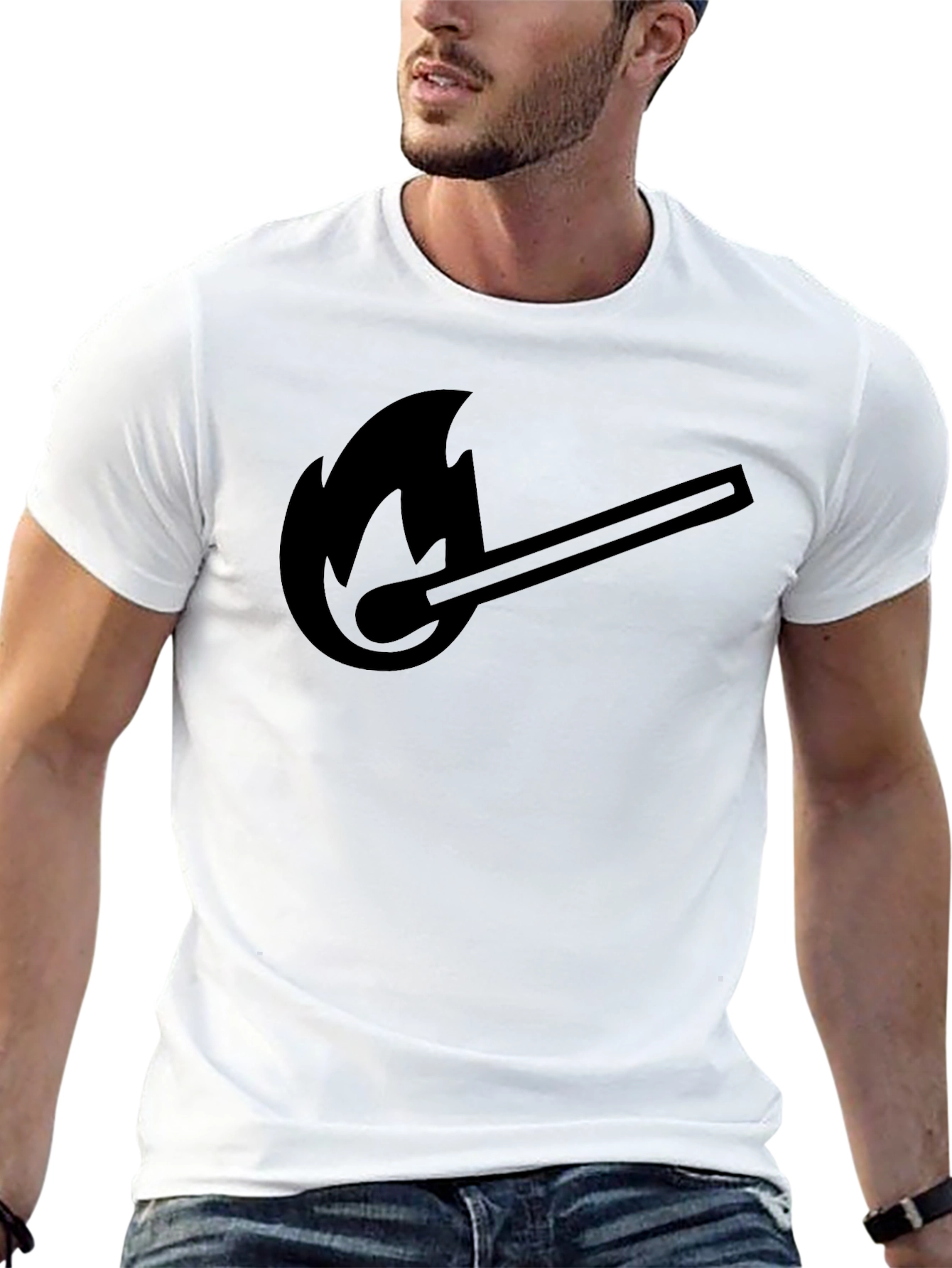 Burning Match Graphic T-Shirt - Solid Black Tee