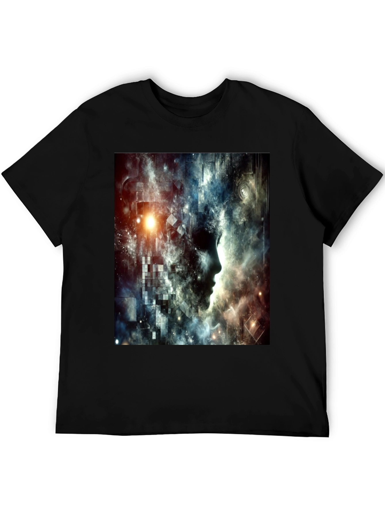 Abstract Mindscape Graphic Tee - Black Cotton Blend