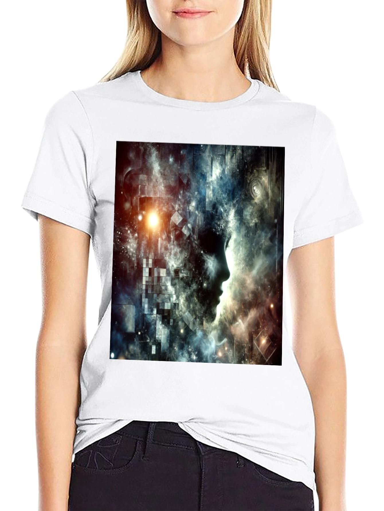 Abstract Mindscape Graphic Tee - Black Cotton Blend