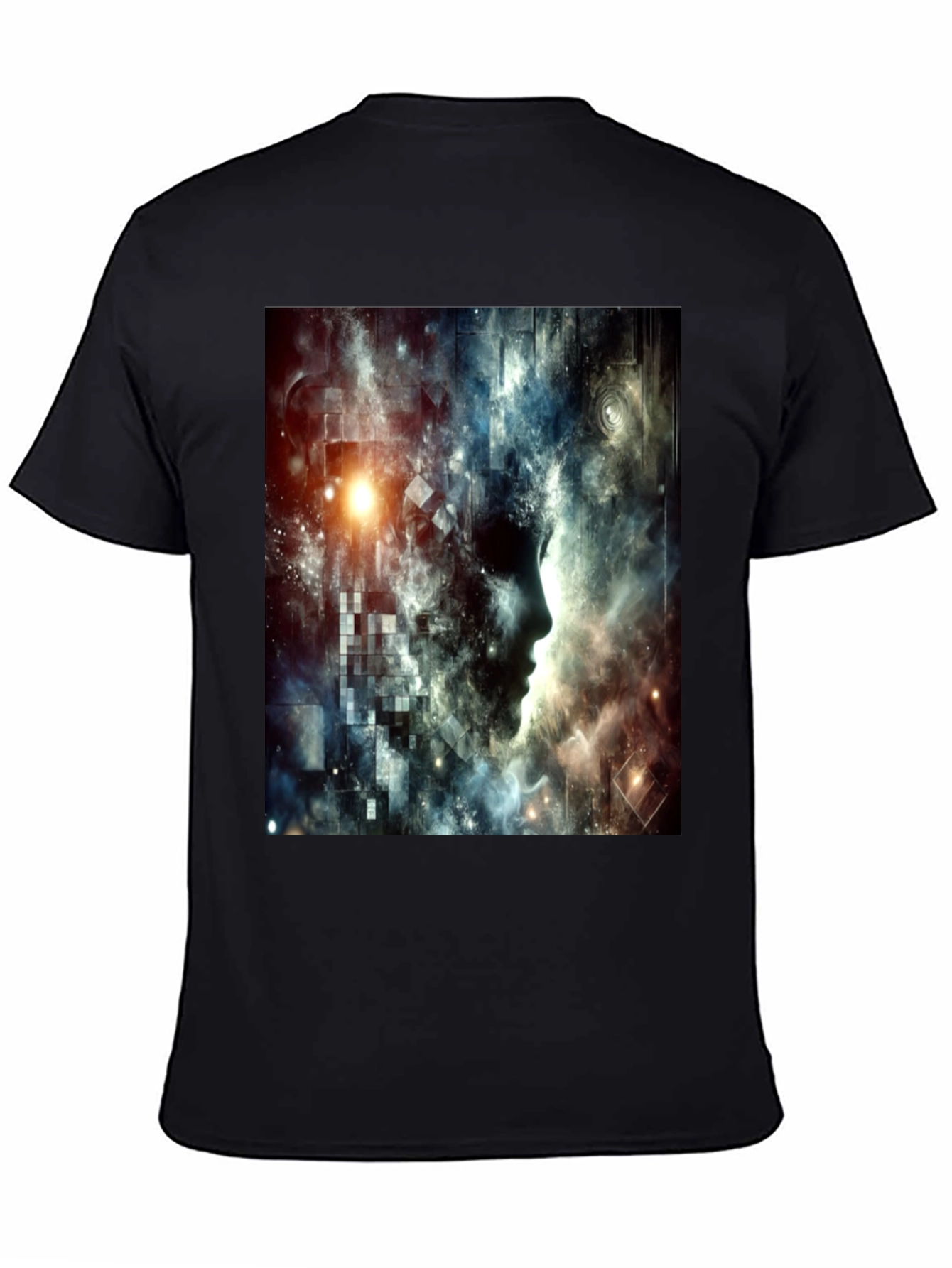 Abstract Mindscape Graphic Tee - Black Cotton Blend