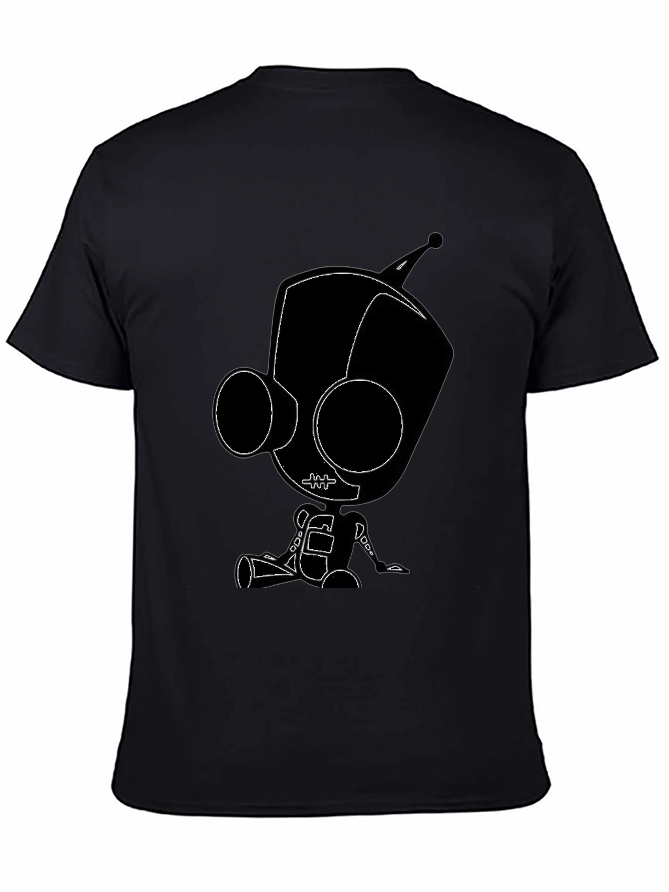 Black Cartoon Robot Graphic Tee
