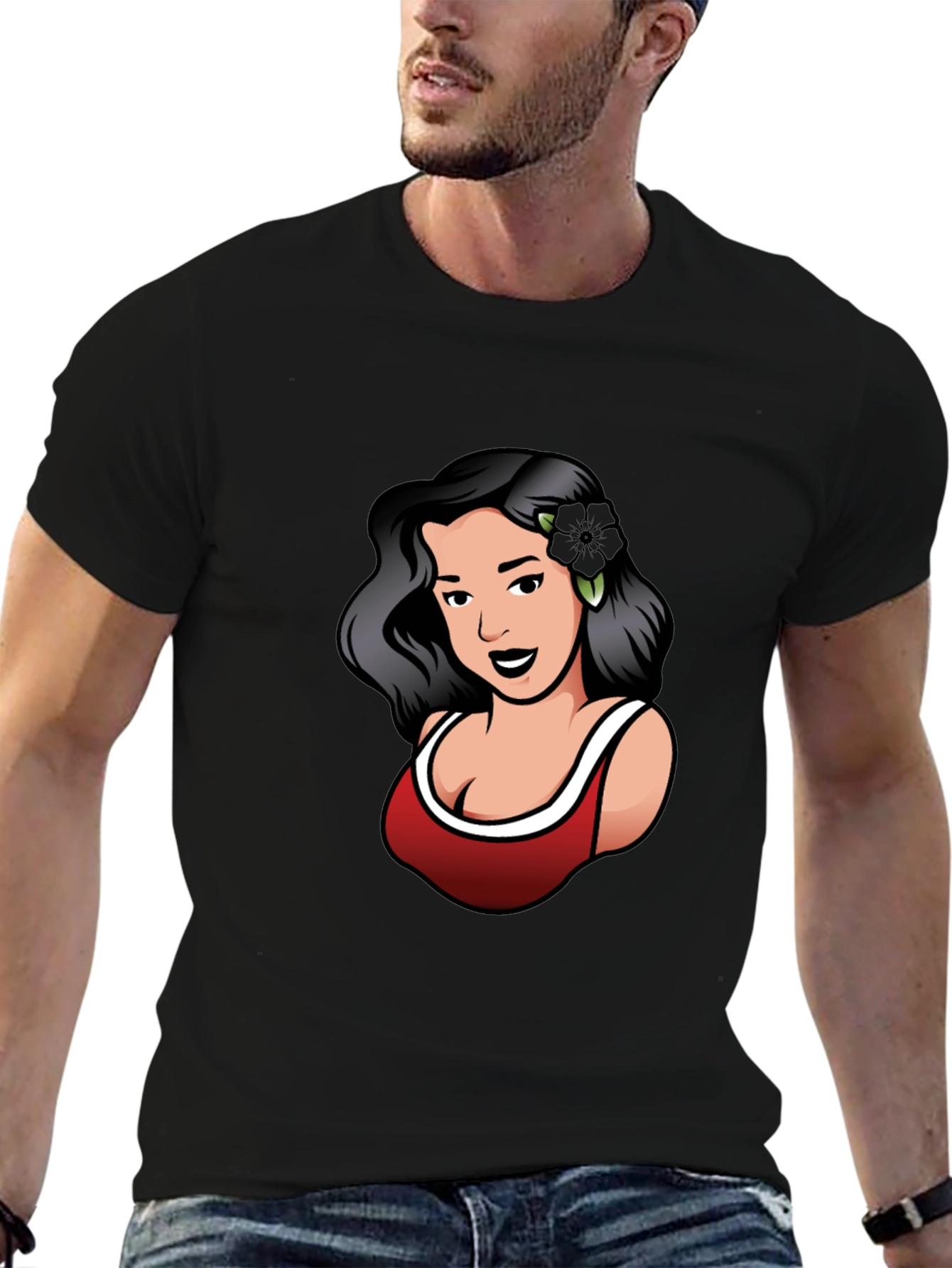 Retro Woman Graphic Tee - Black