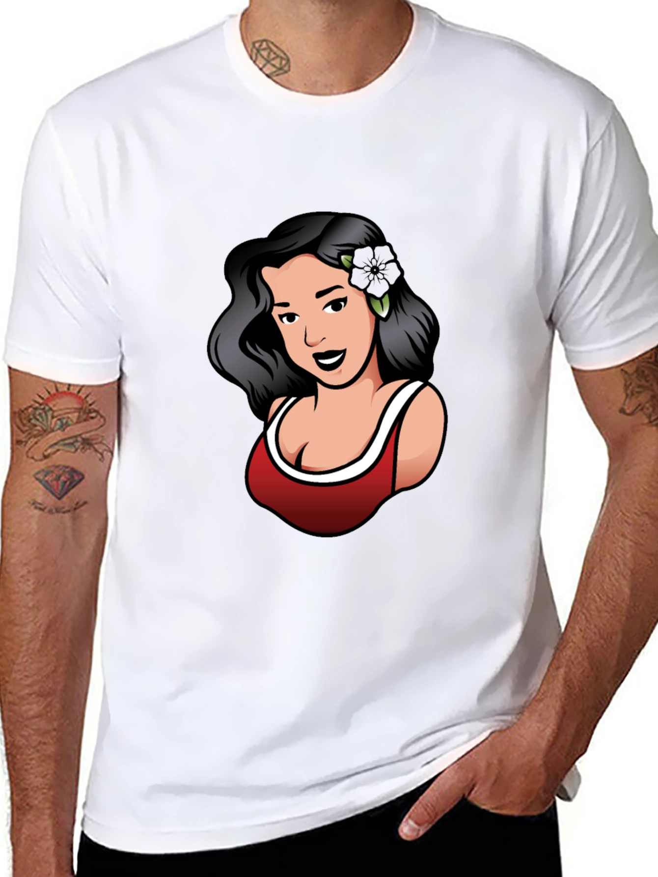 Retro Woman Graphic Tee - Black
