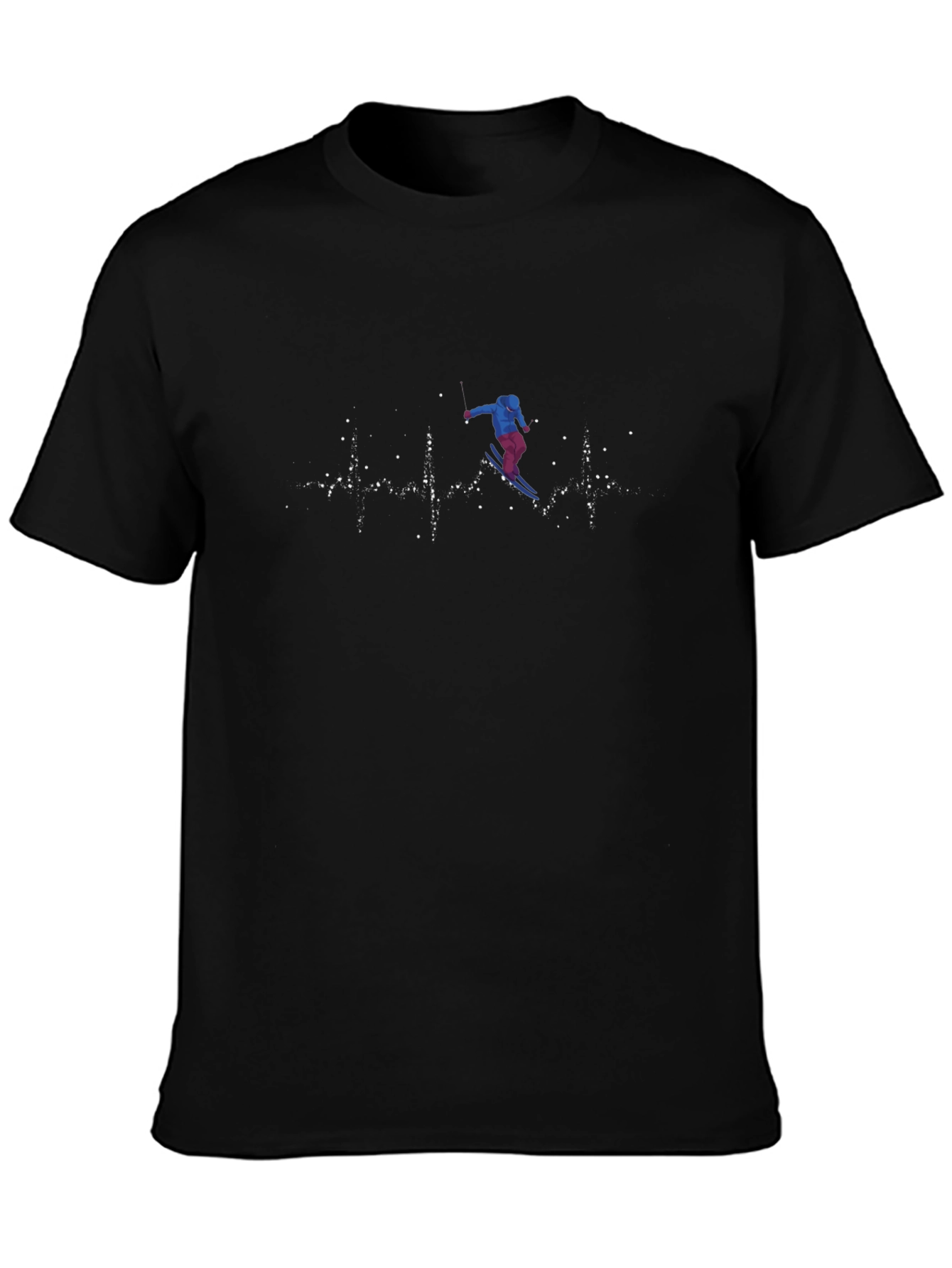 Ski Heartbeat Graphic Tee - Black Cotton T-Shirt