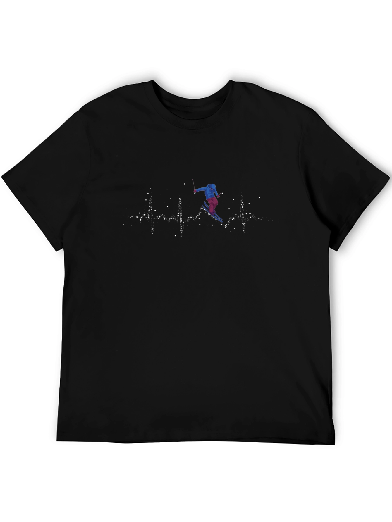Ski Heartbeat Graphic Tee - Black Cotton T-Shirt