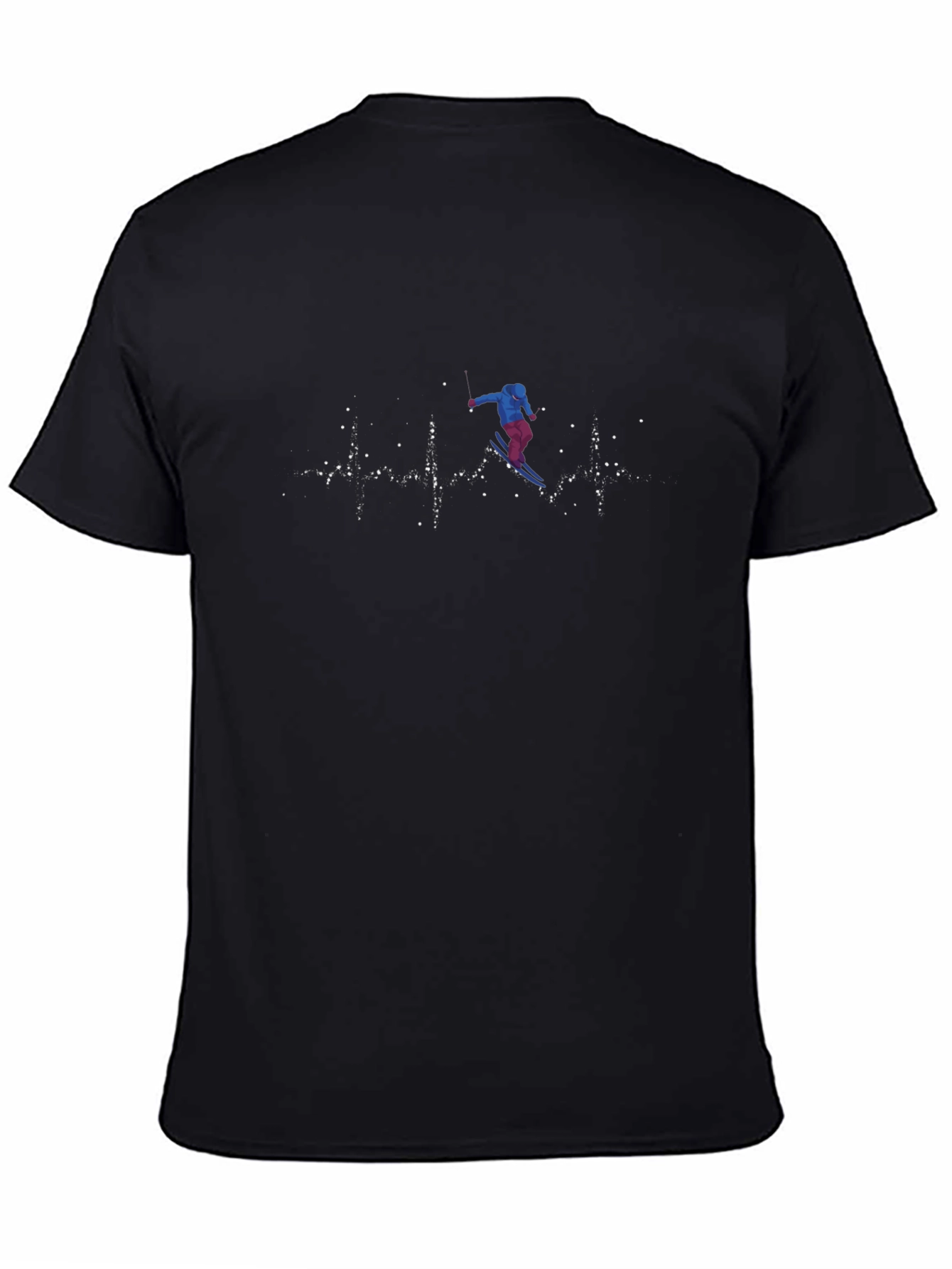 Ski Heartbeat Graphic Tee - Black Cotton T-Shirt