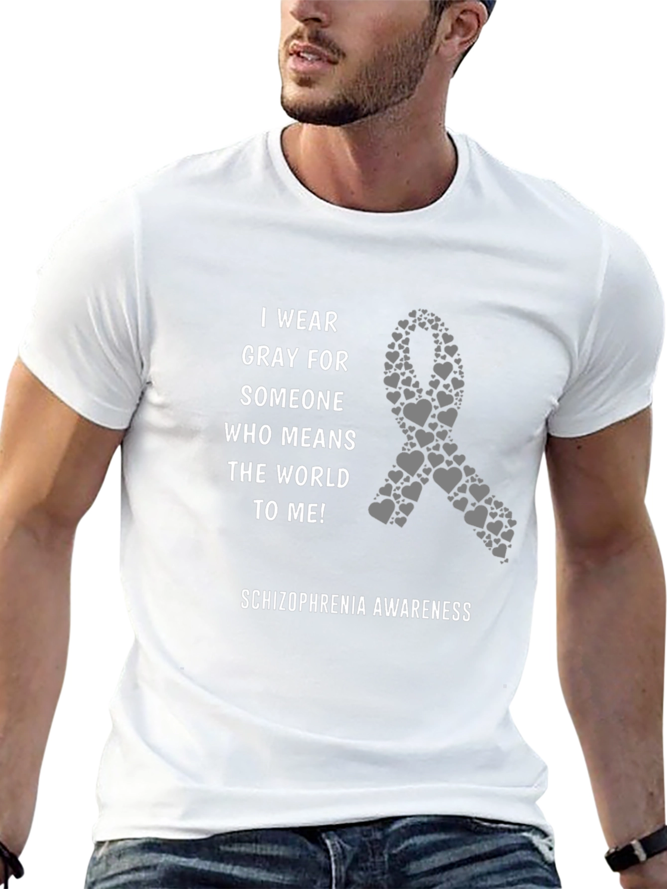 Schizophrenia Awareness Gray Ribbon T-Shirt