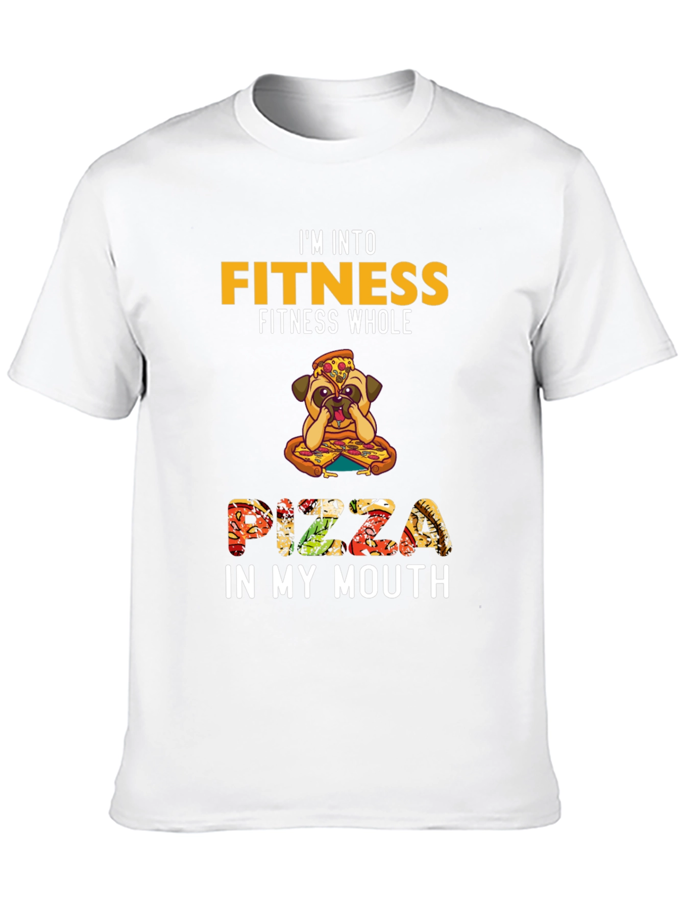Fitness Pizza Pug Funny Graphic Tee