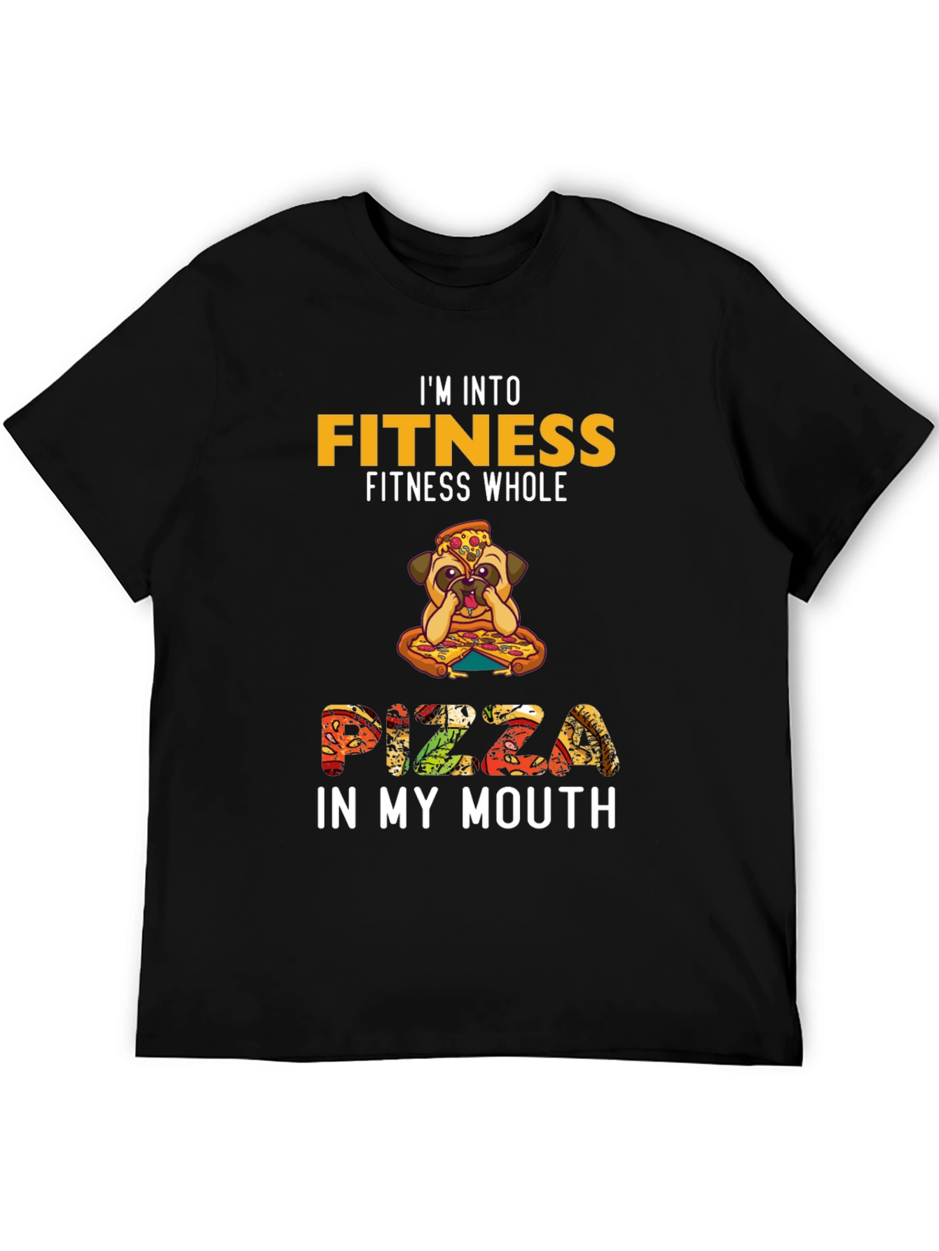 Fitness Pizza Pug Funny Graphic Tee