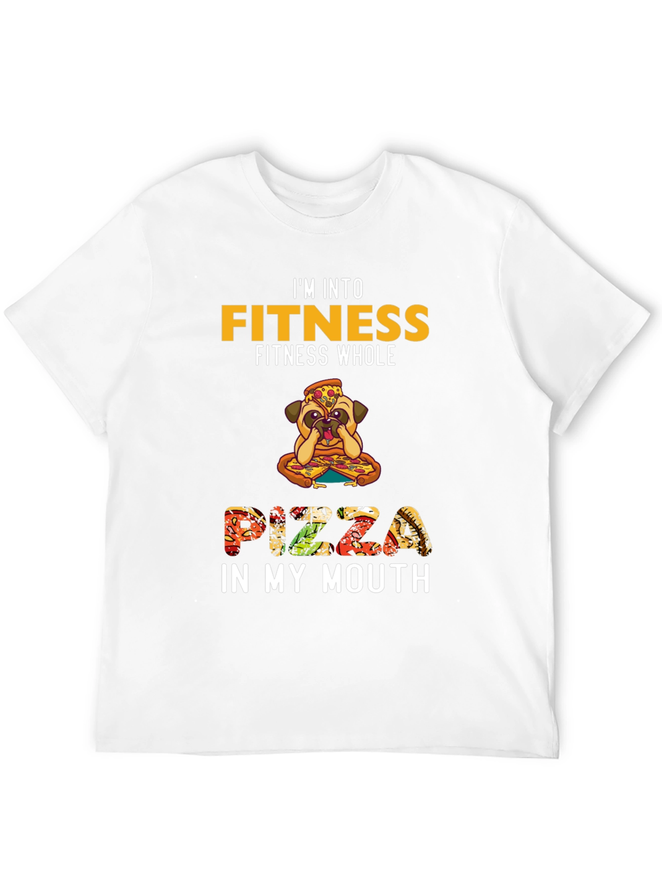 Fitness Pizza Pug Funny Graphic Tee