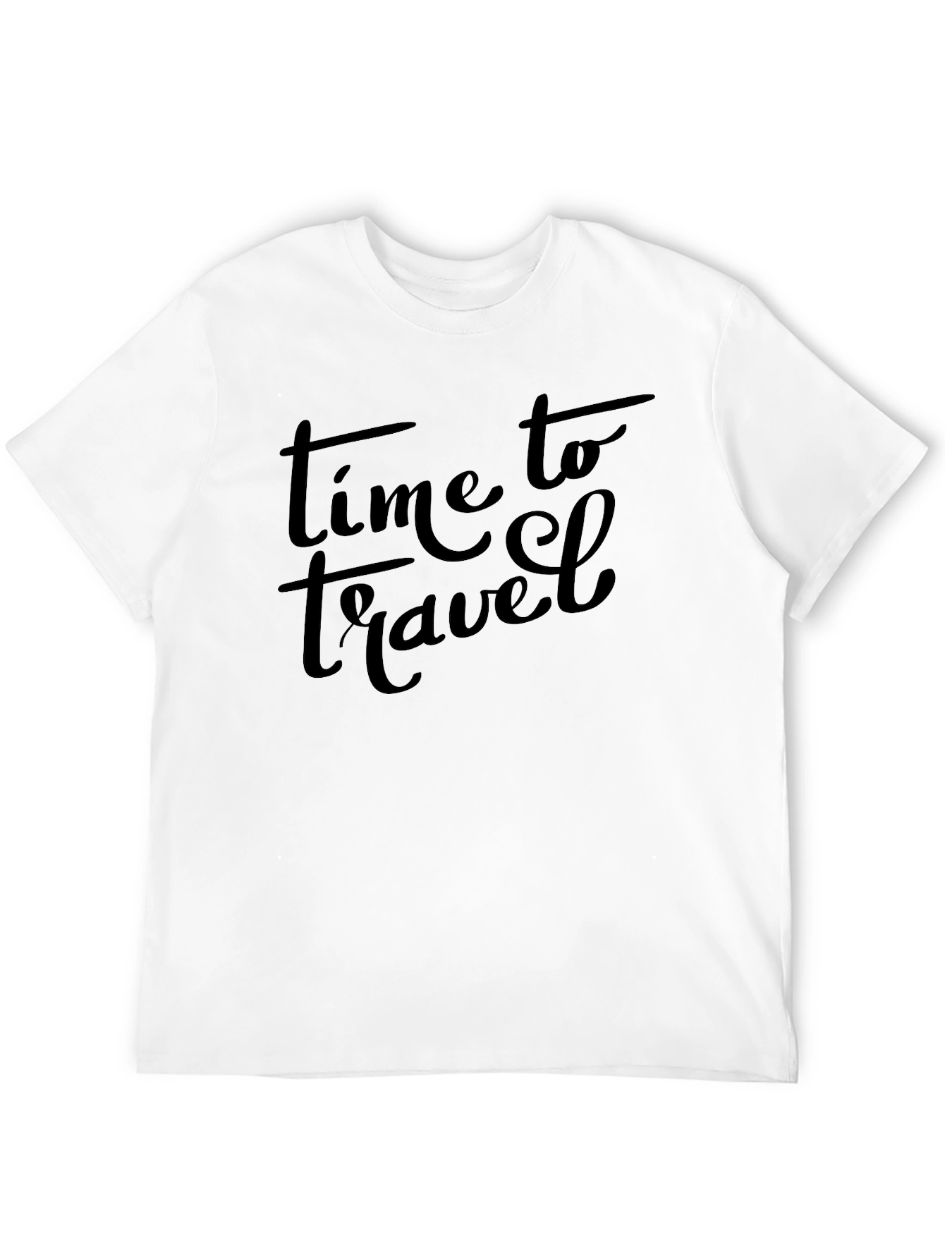 Time To Travel Black Crew Neck T-Shirt
