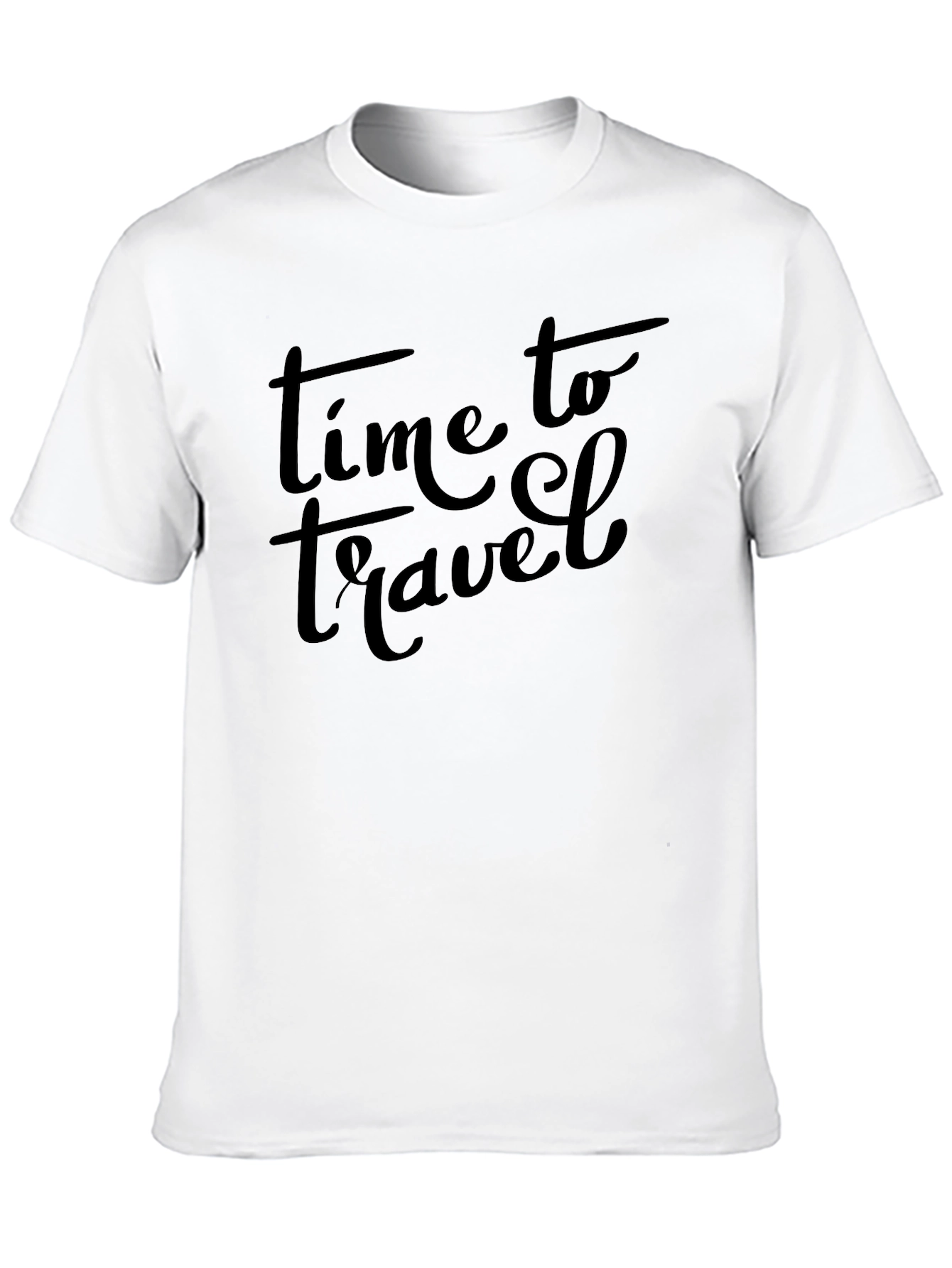 Time To Travel Black Crew Neck T-Shirt