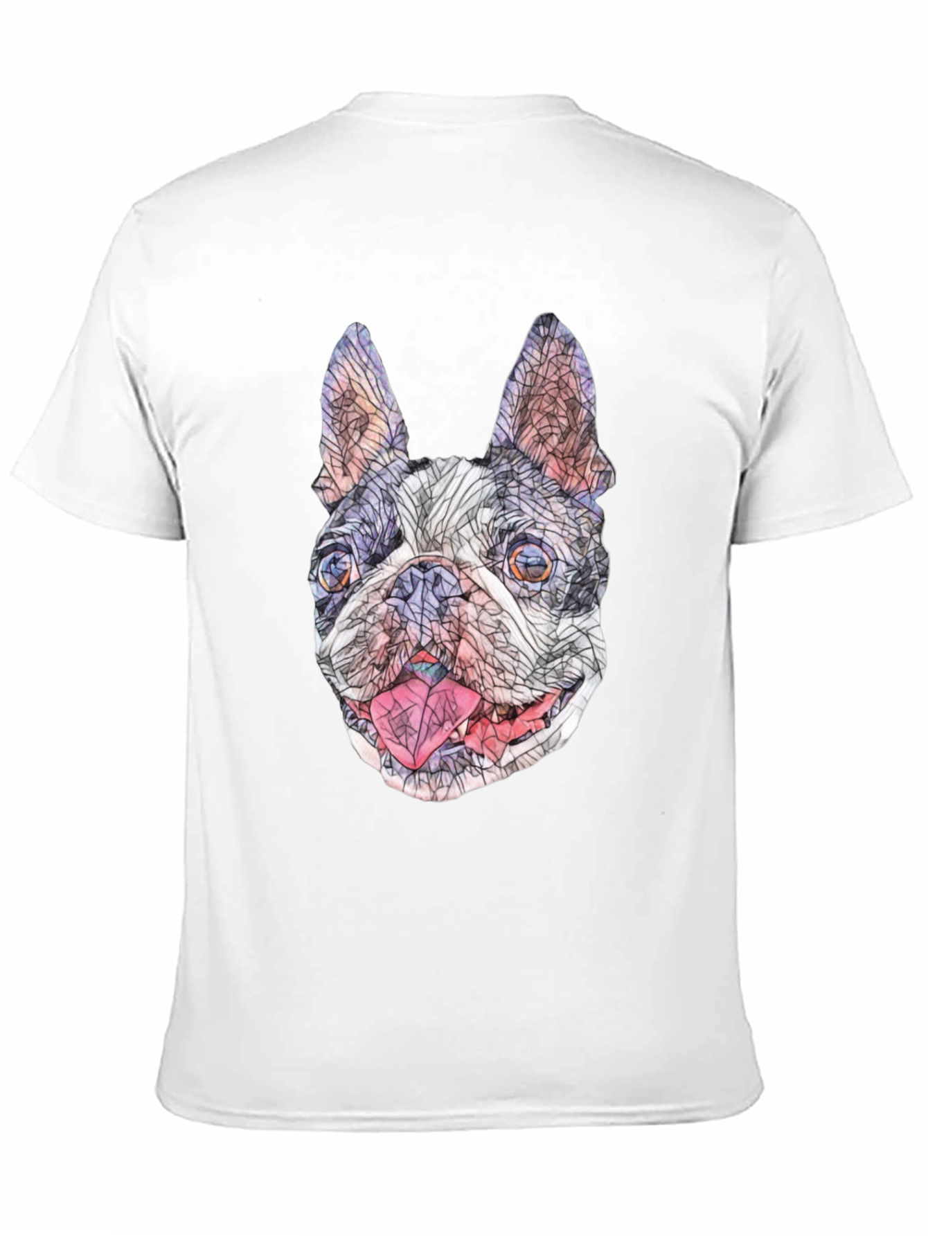 Geometric French Bulldog Graphic T-Shirt - Black