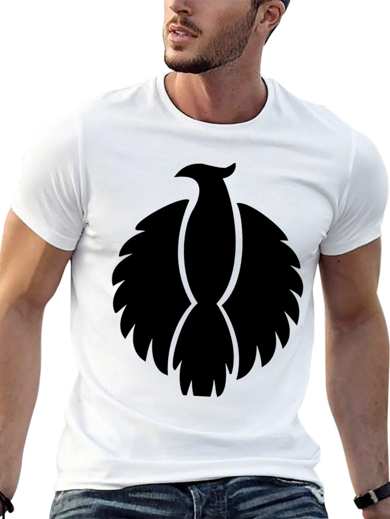 Black Phoenix Graphic Tee - Modern Crew Neck T-Shirt