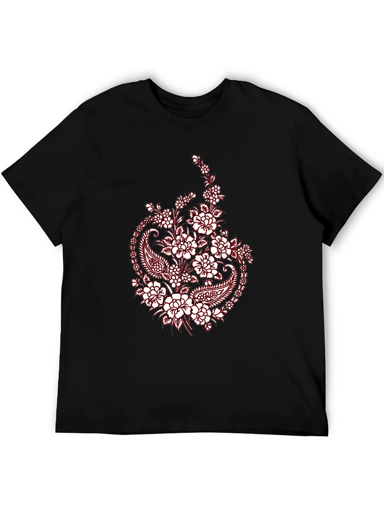 Black Tee with Floral Paisley Print