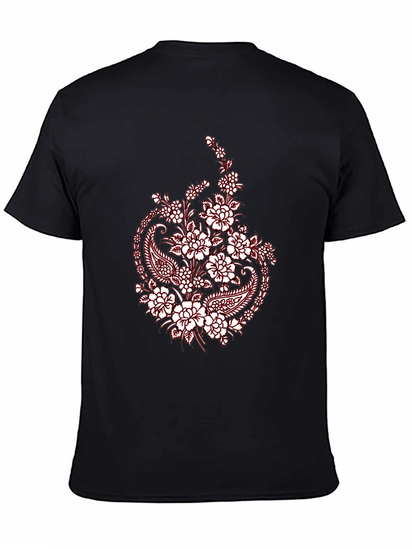 Black Tee with Floral Paisley Print