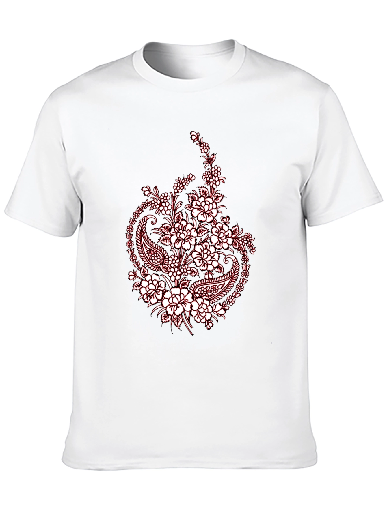 Black Tee with Floral Paisley Print