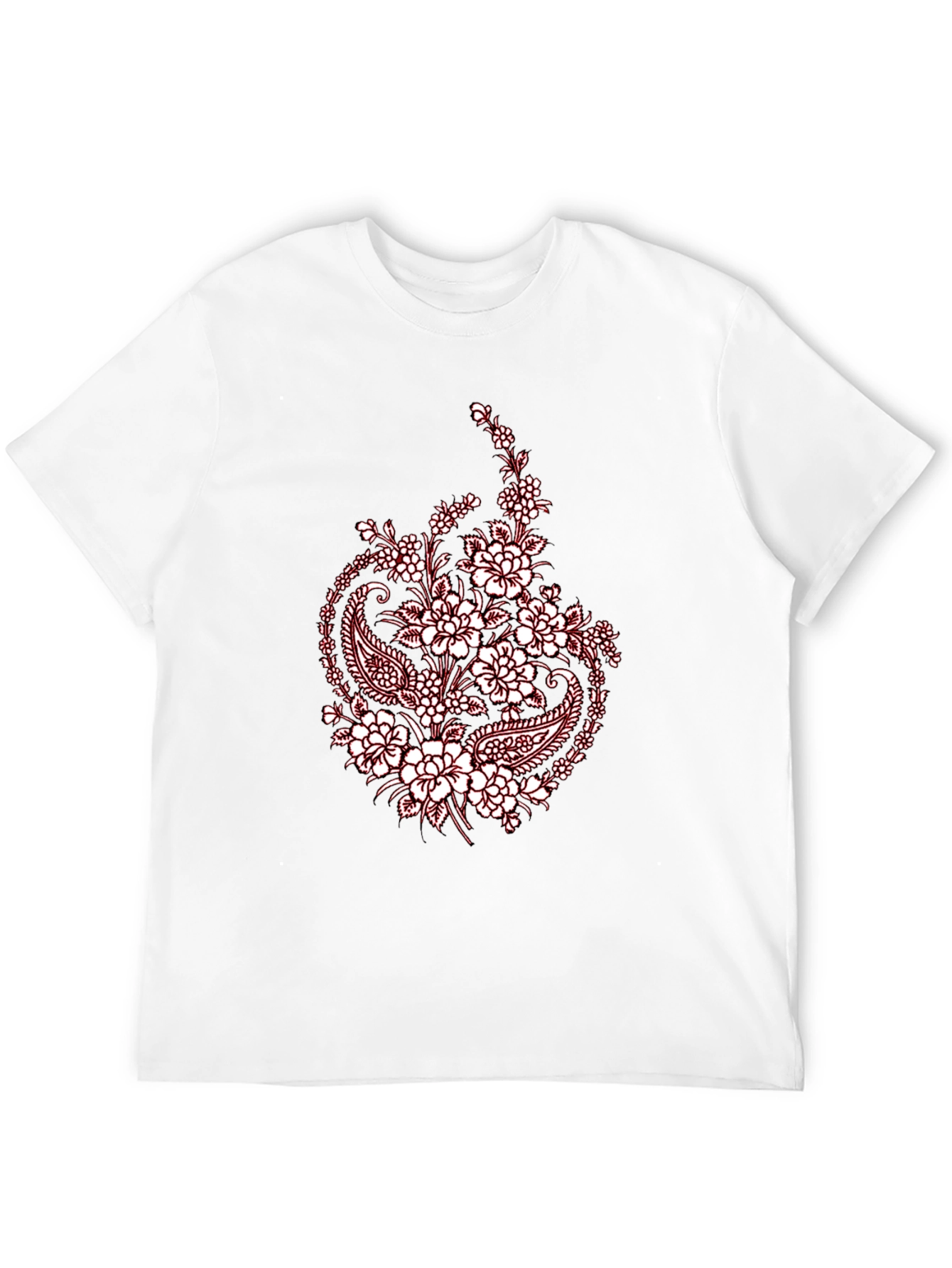 Black Tee with Floral Paisley Print