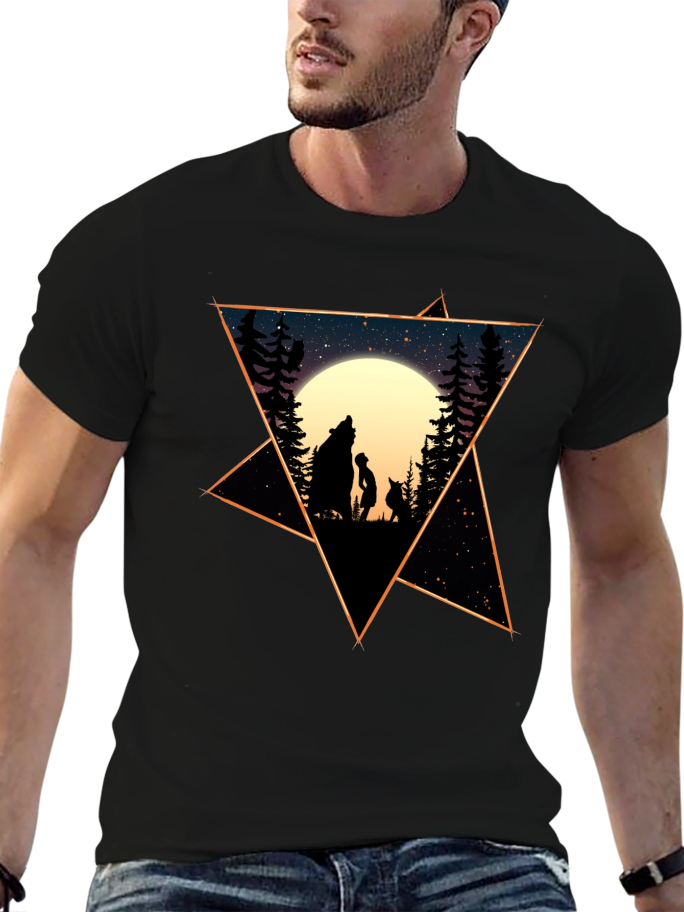 Starry Night Wolf & Child Graphic Tee