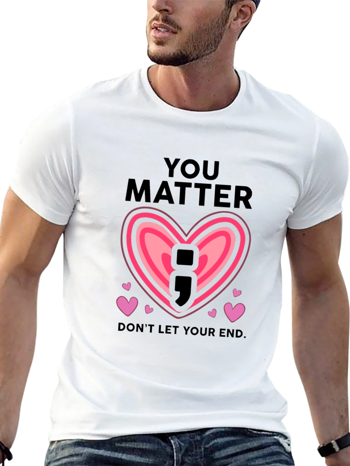 You Matter Semicolon Heart Graphic T-Shirt