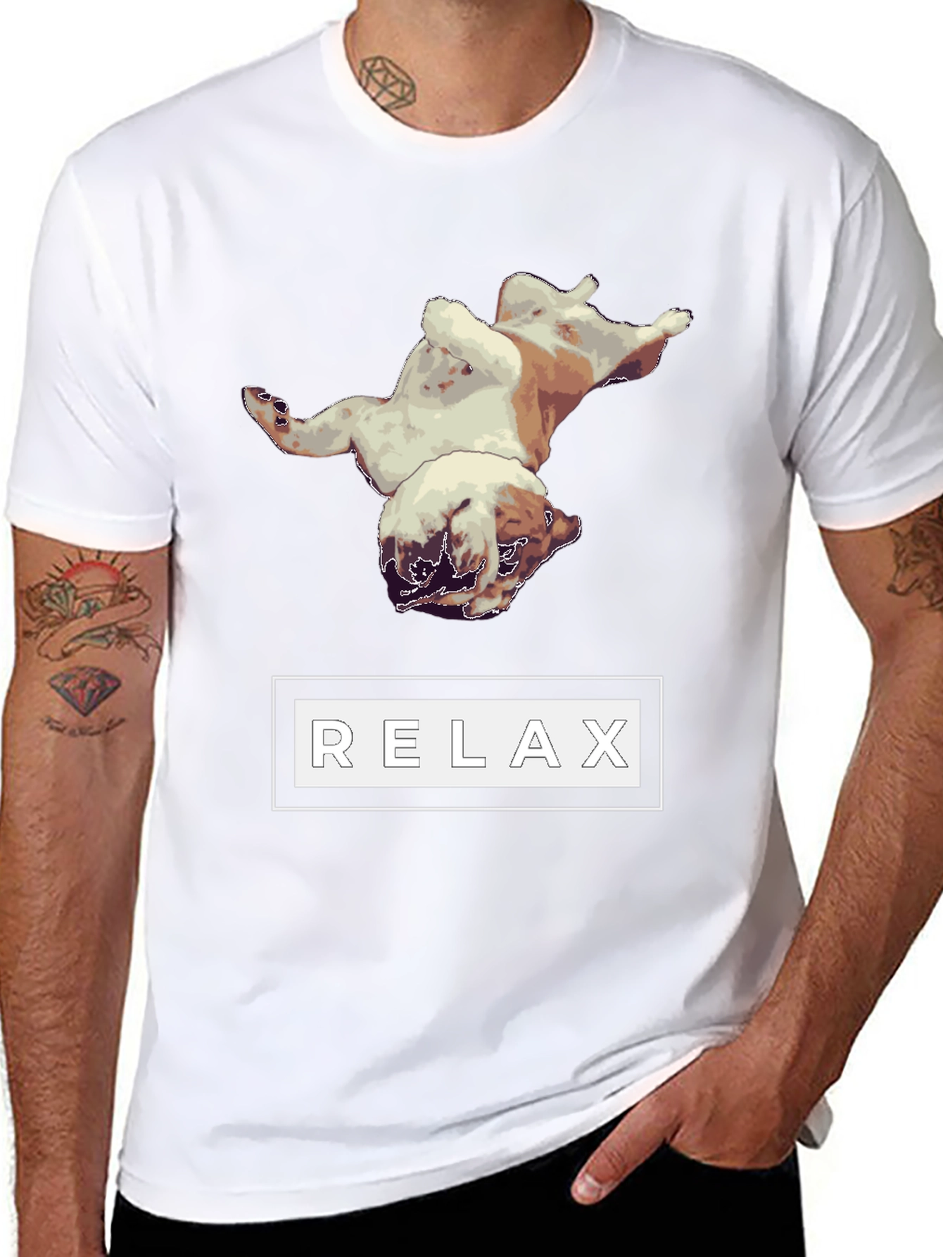 Relaxing Bulldog Graphic Tee - Black