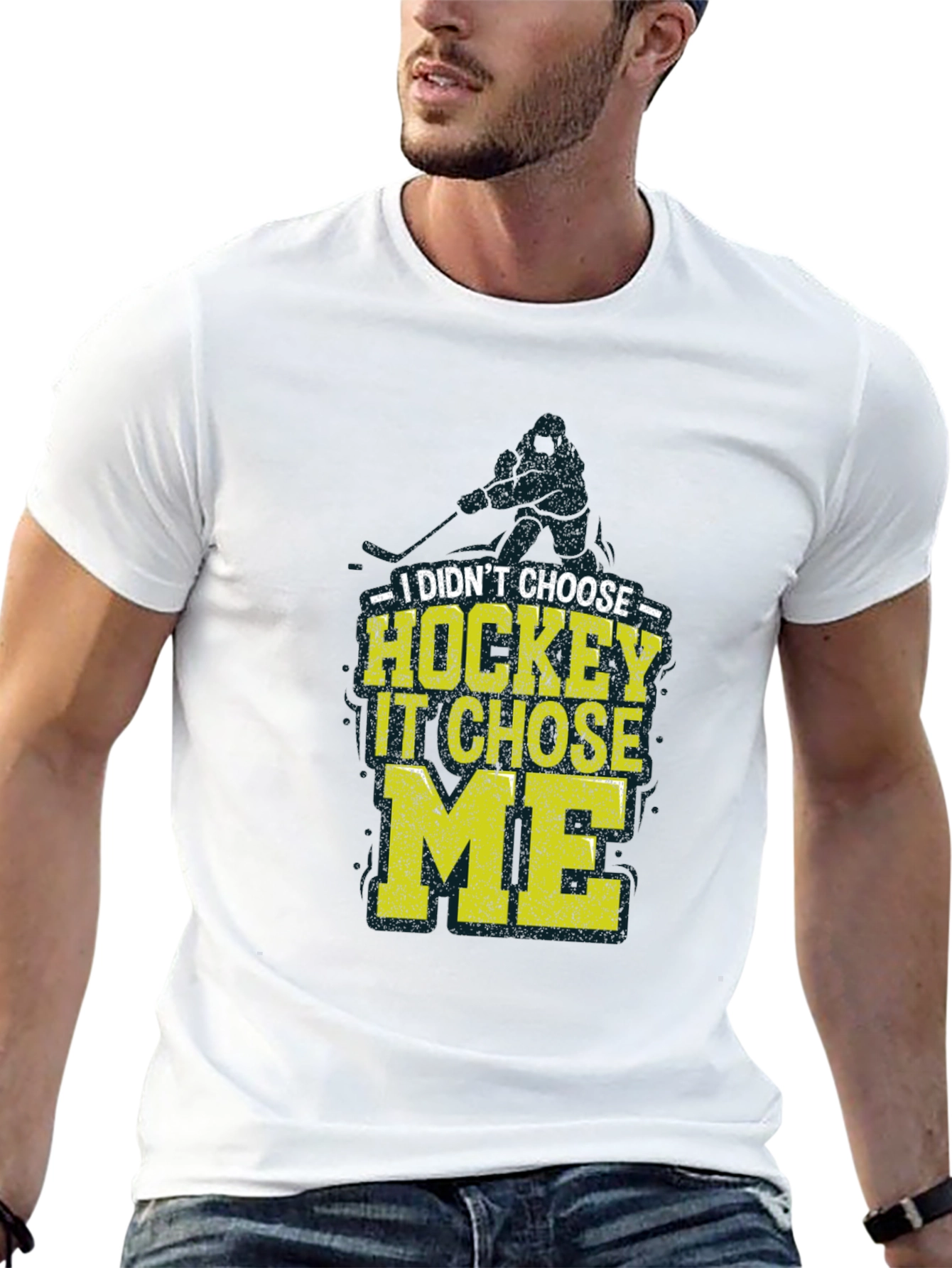 Hockey Chose Me Graphic T-Shirt - Black Cotton Tee