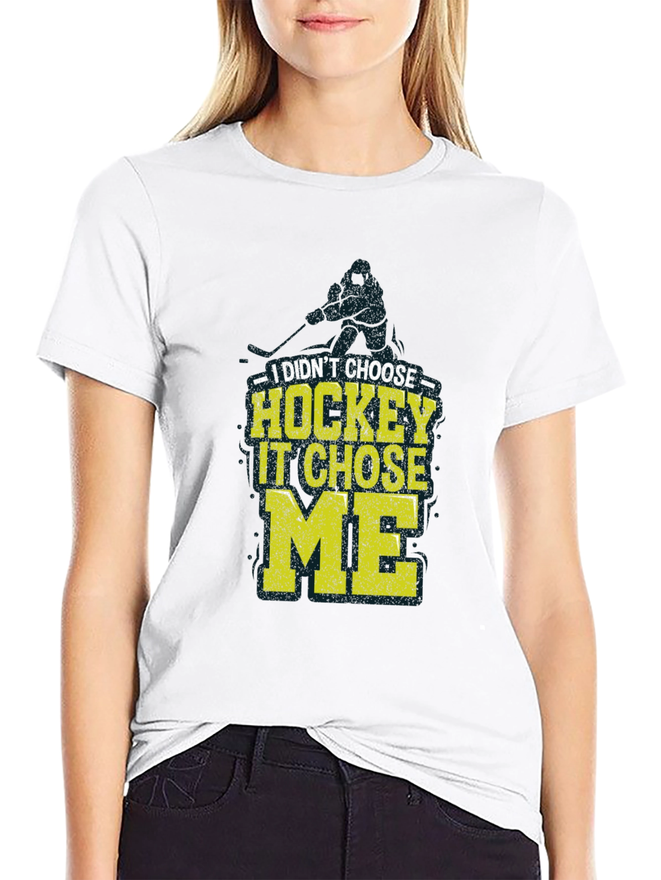 Hockey Chose Me Graphic T-Shirt - Black Cotton Tee