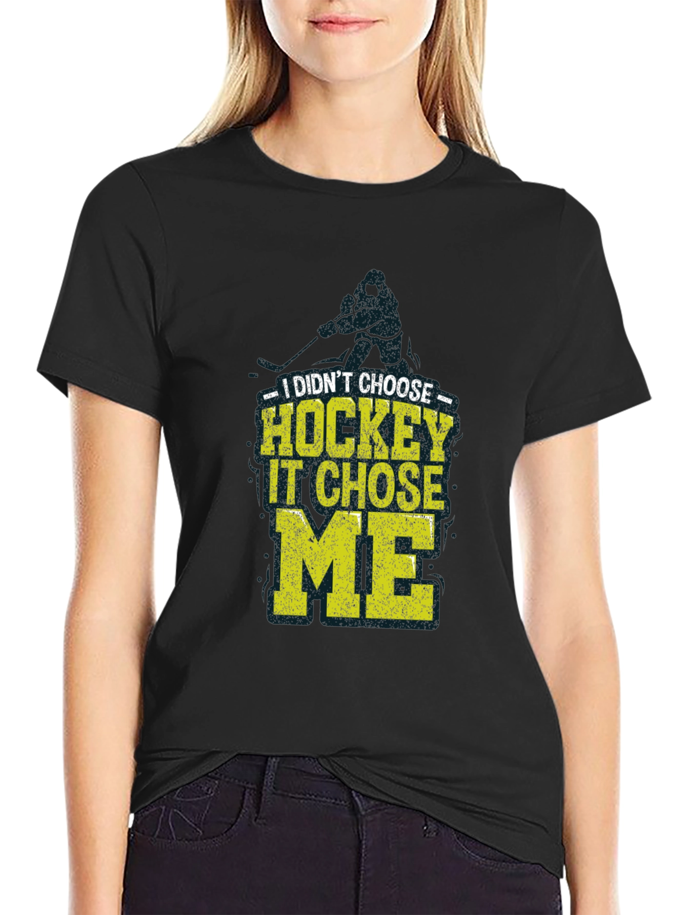 Hockey Chose Me Graphic T-Shirt - Black Cotton Tee