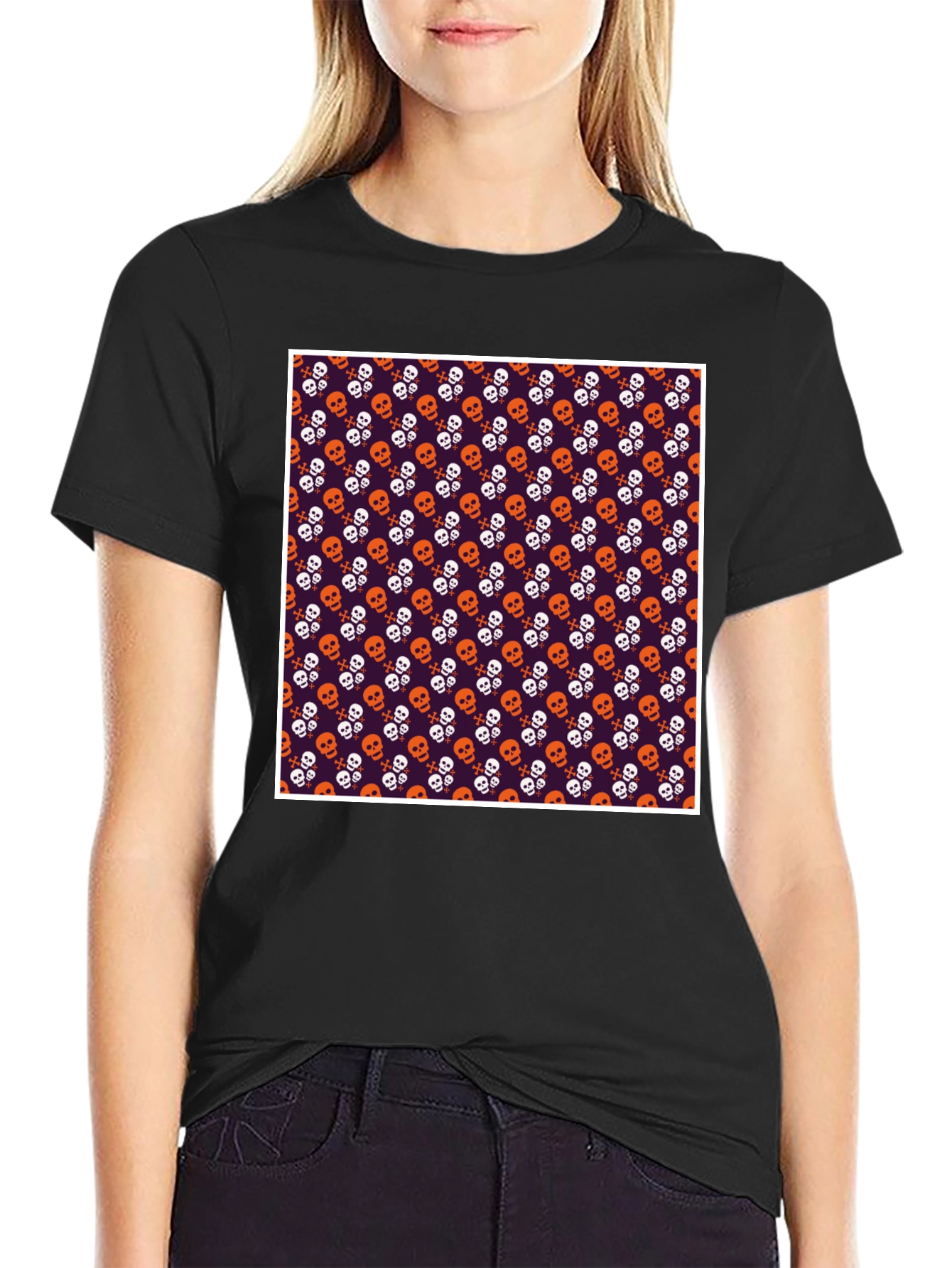 Skull Pattern T-Shirt - Halloween Style